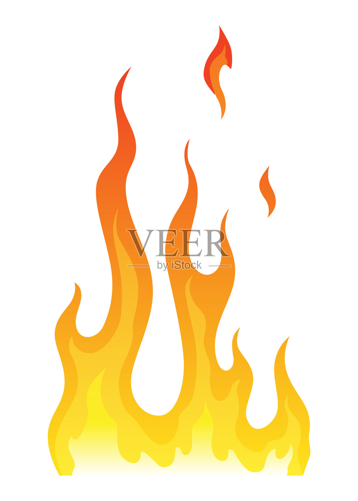 火焰图标。卡通热野火或篝火,燃烧动力火热。电能光能量剪影。扁平风格的篝火元素。孤立矢量图插画图片素材