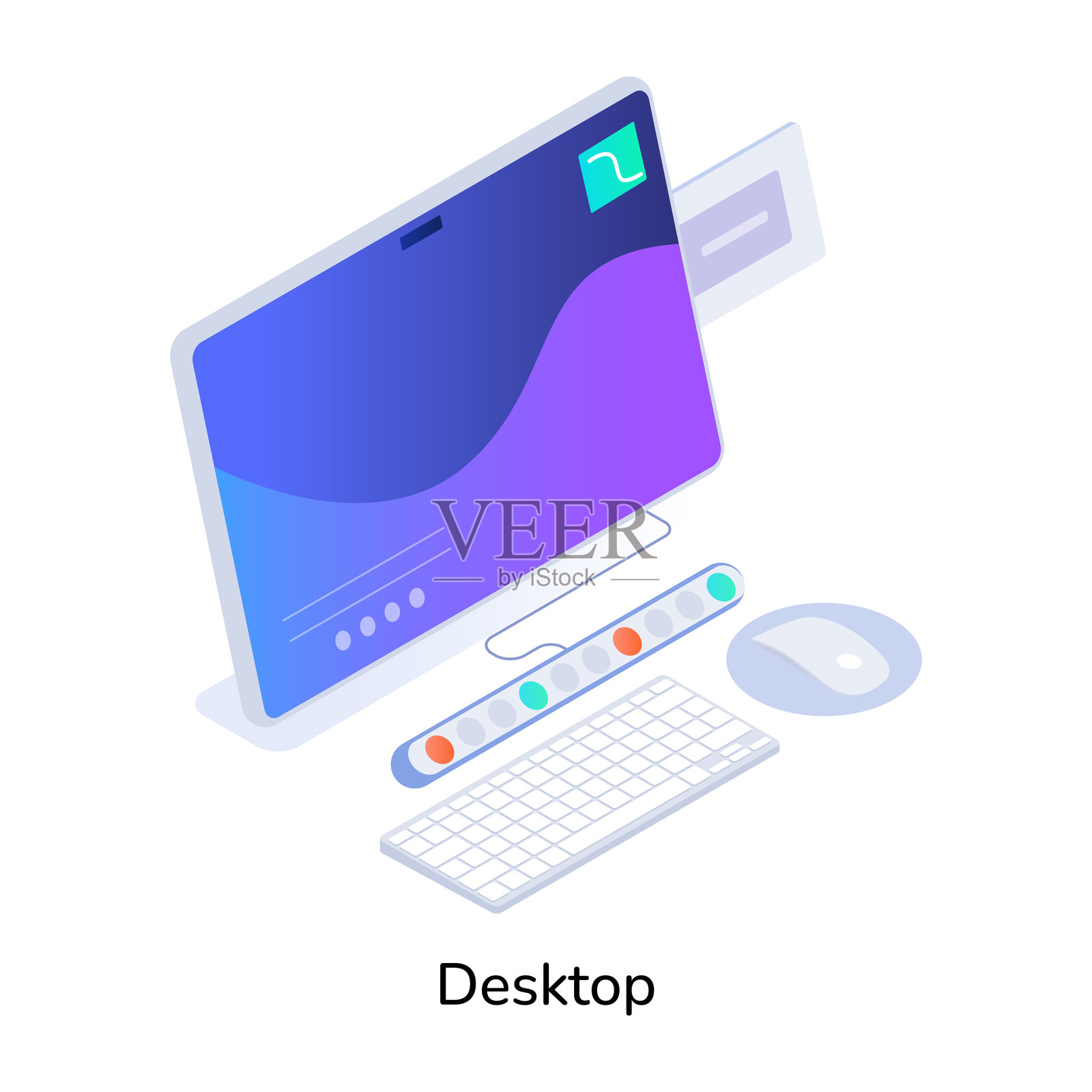 一个等距风格的桌面图标插画图片素材