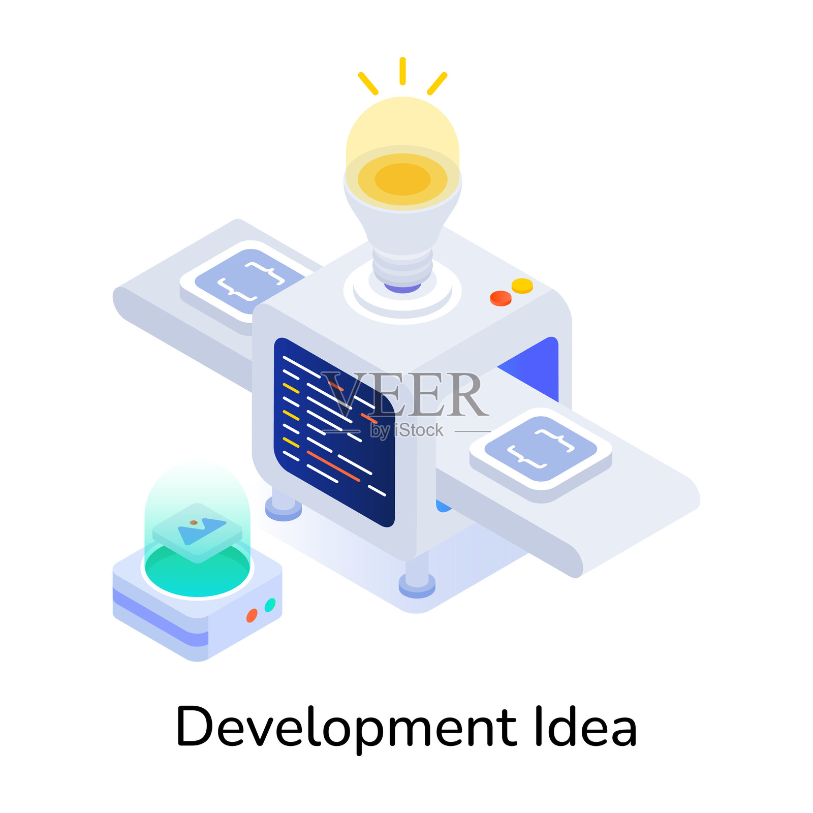 发展理念的等距图标插画图片素材