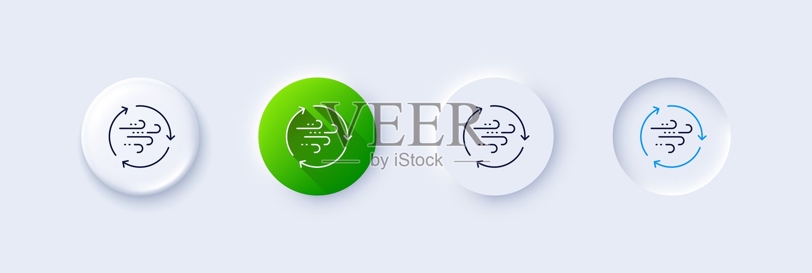 风能线图标。微风的迹象。生态学的力量。行图标。向量插画图片素材