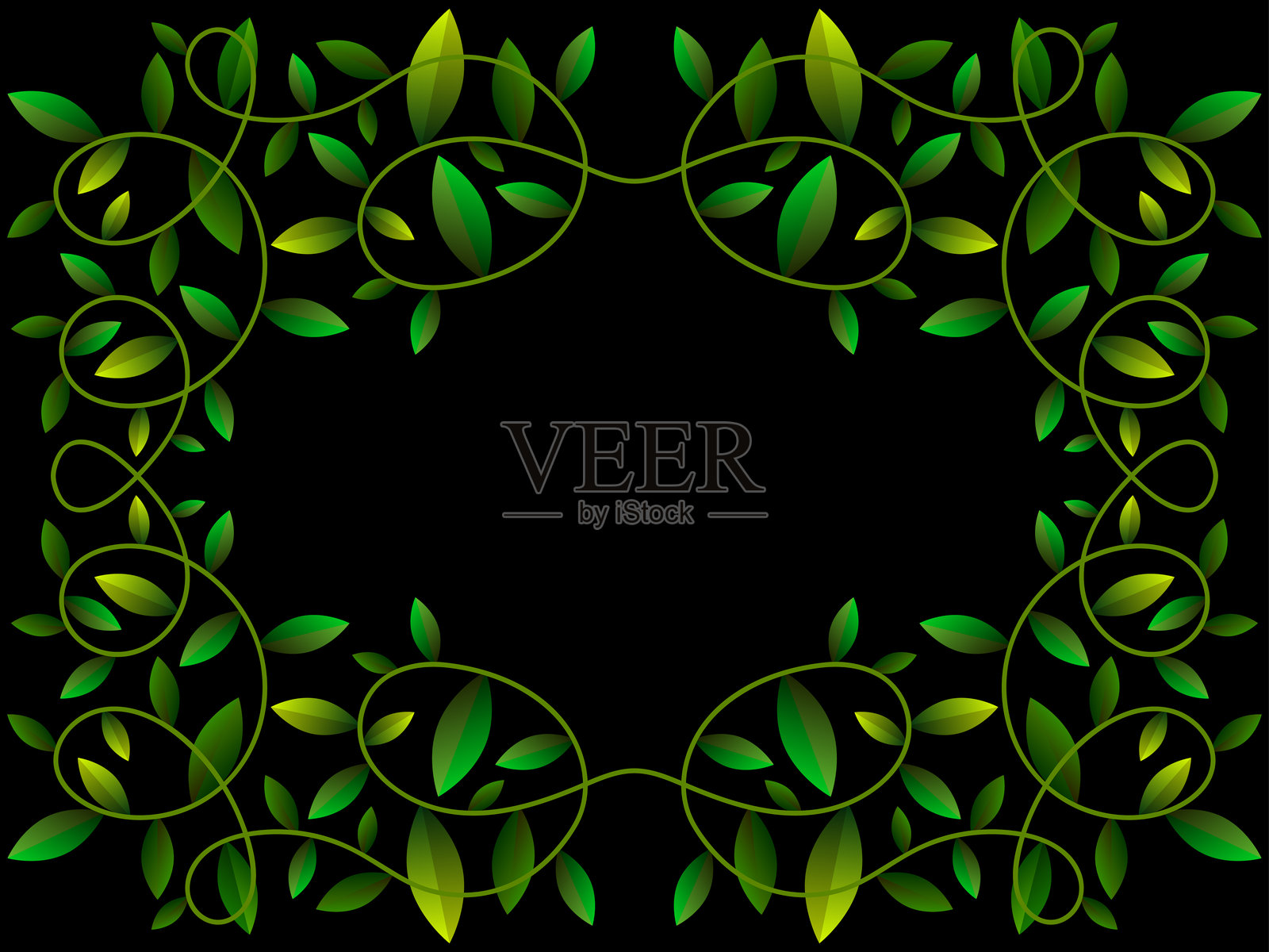 秋天的框架带着树叶。逐渐变黄的绿叶。美丽的秋天框架与树叶和文字的地方。设计贺卡,传单和海报。矢量图插画图片素材