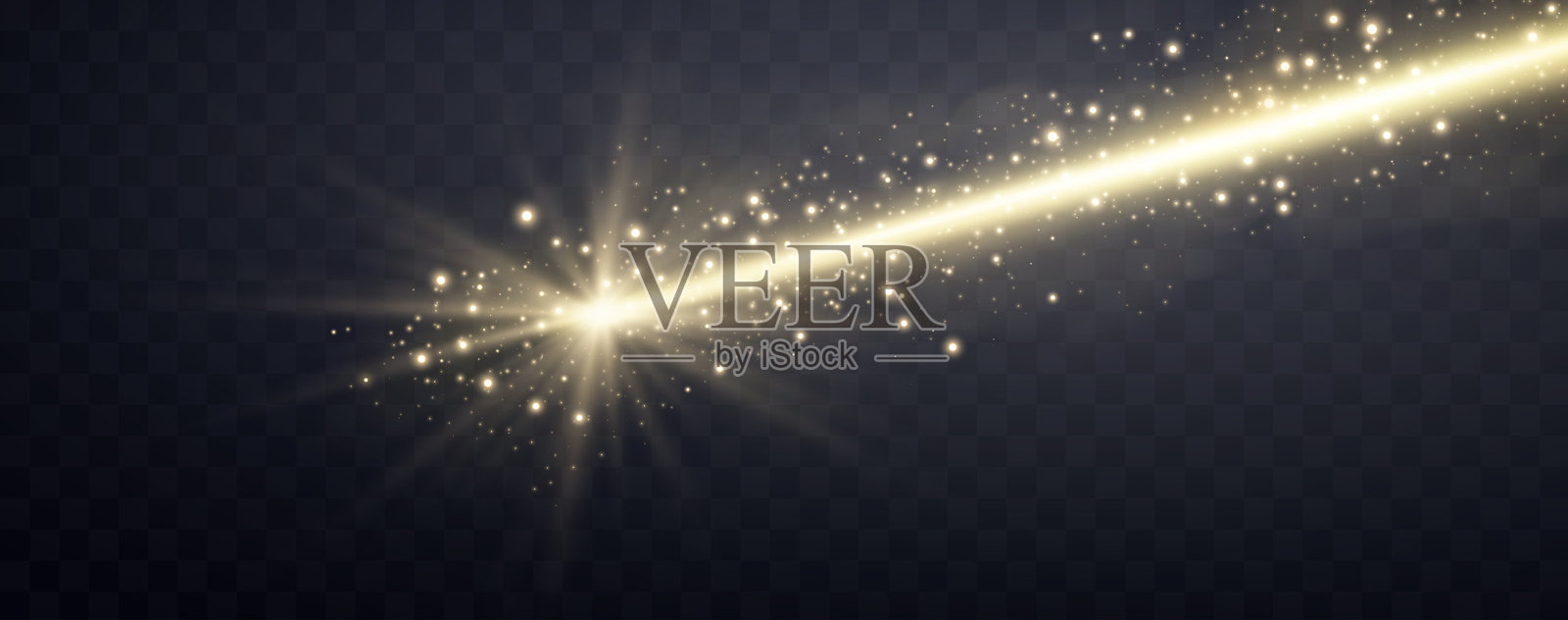 金色水平激光束。霓虹线,演示指针。金色闪光光效果。矢量插图。隔离在黑暗透明的背景。插画图片素材