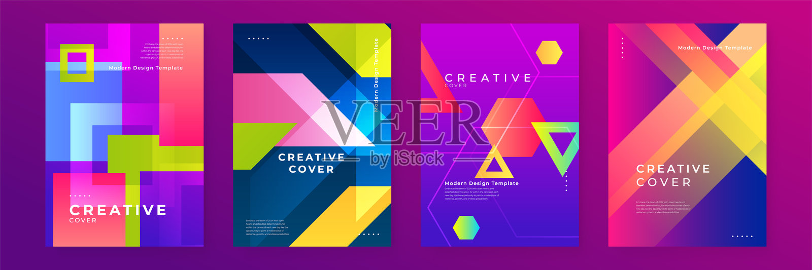 五颜六色的彩色矢量抽象极简主义和现代形状的创意设计封面。彩色梯度几何设计的海报,横幅,小册子,传单,封面,杂志,或传单。插画图片素材
