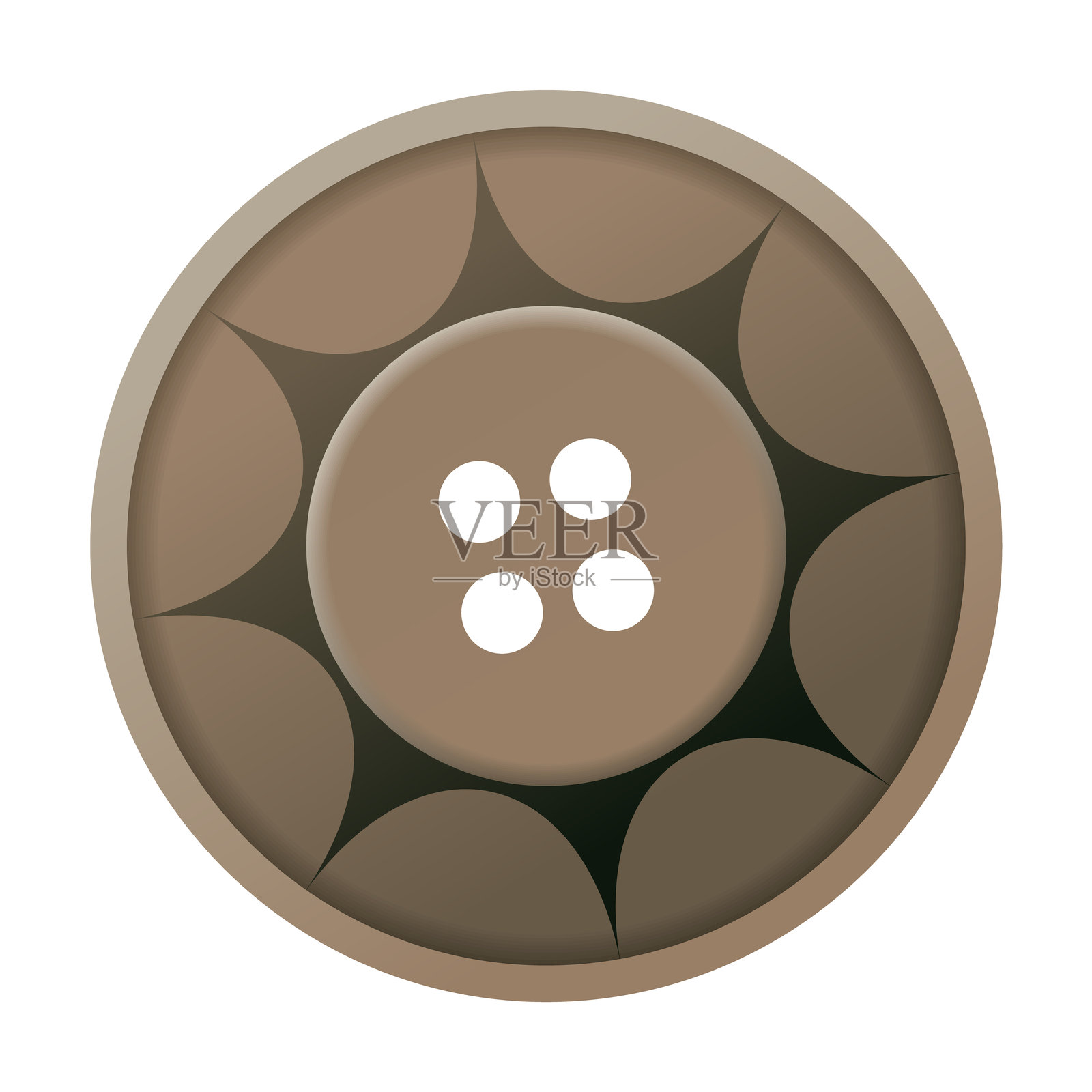 缝纫按钮图标,孤立在白色。衣服、艺术品或工艺品的圆形纽扣。时尚和针线活。矢量隔离图插画图片素材