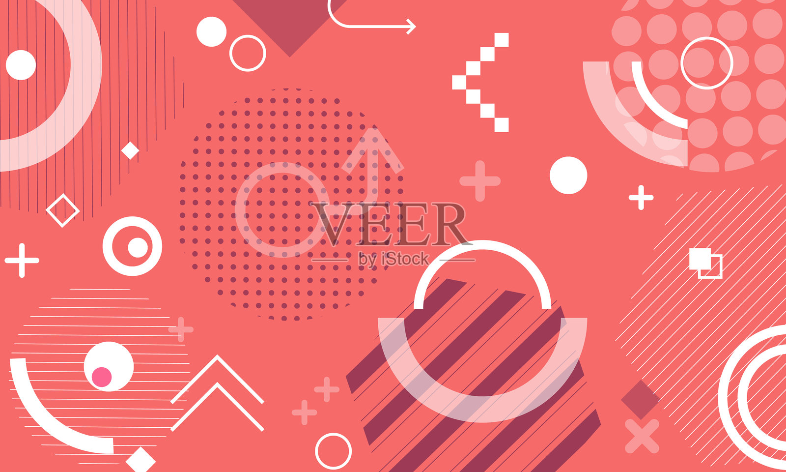 桃模糊背景与几何形状插画图片素材