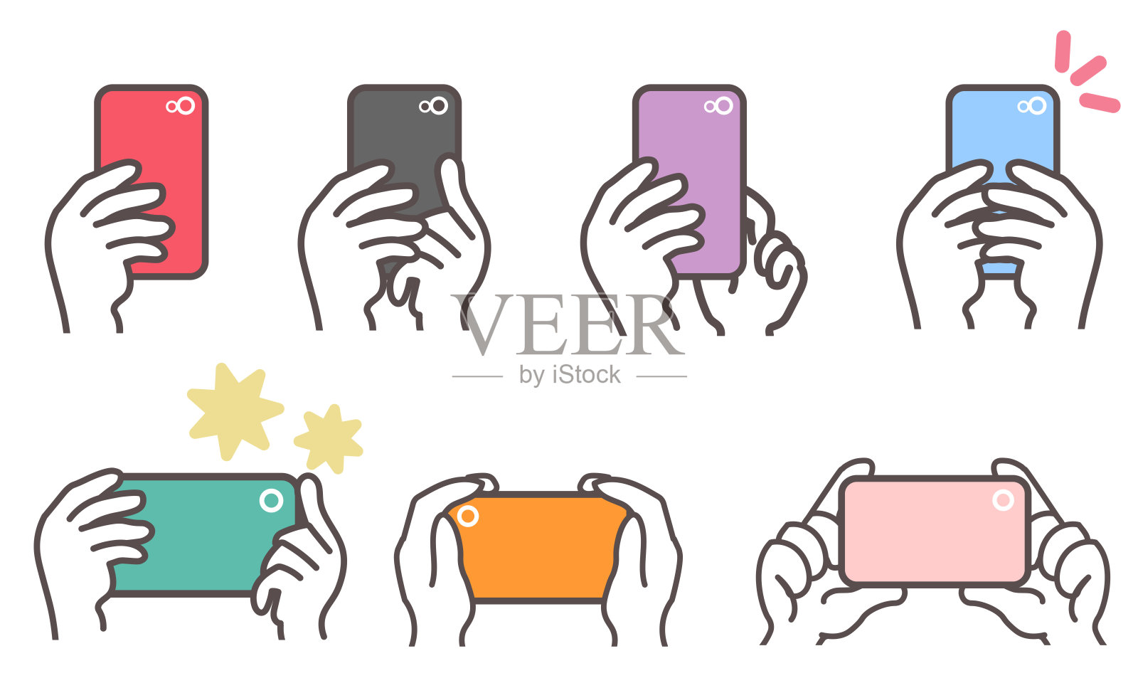 用智能手机拍摄的插图集插画图片素材