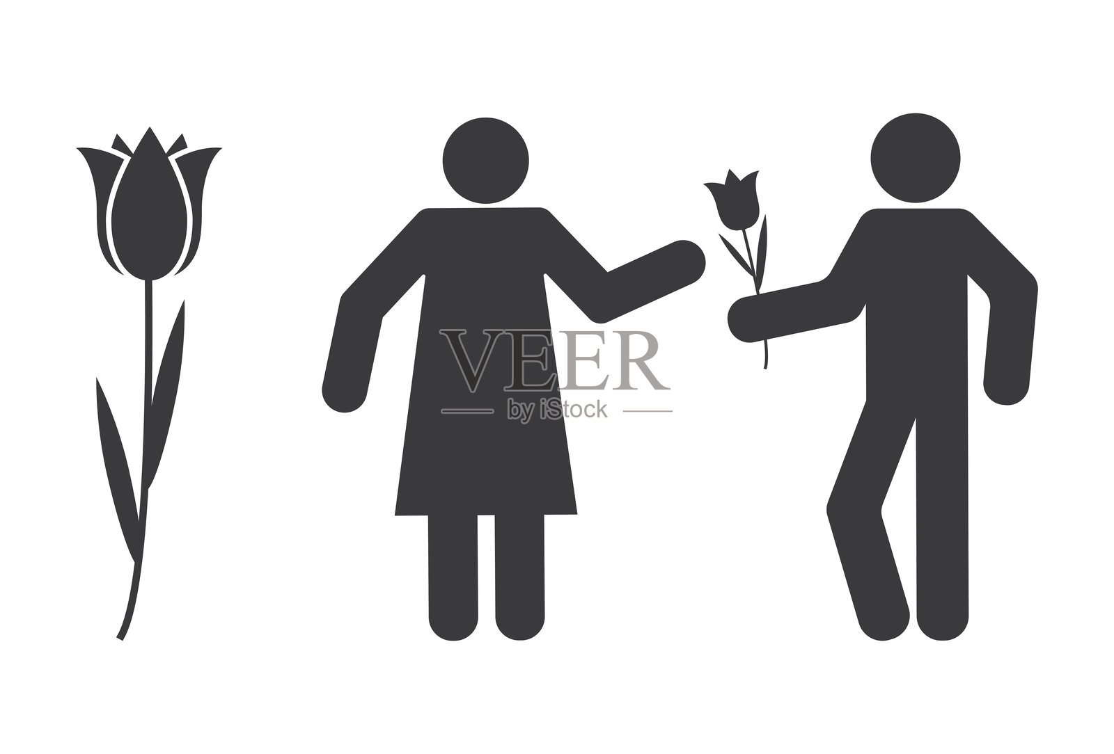 男人和女人的郁金香花图标插画图片素材