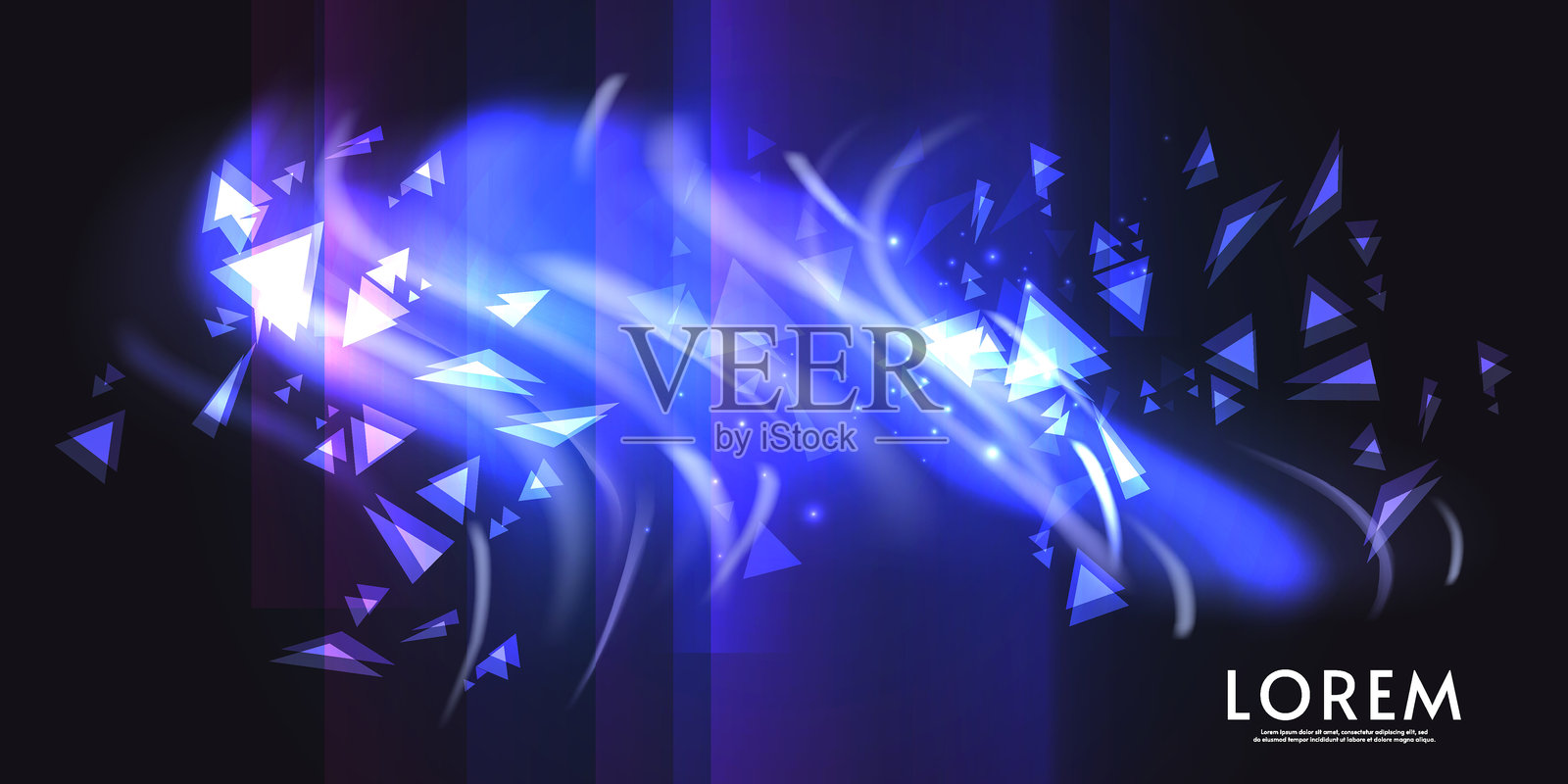 抽象向量插图。深色背景配上明亮的霓虹灯线条。设计墙纸,背景,海报,横幅,明信片,邀请,网页。插画图片素材