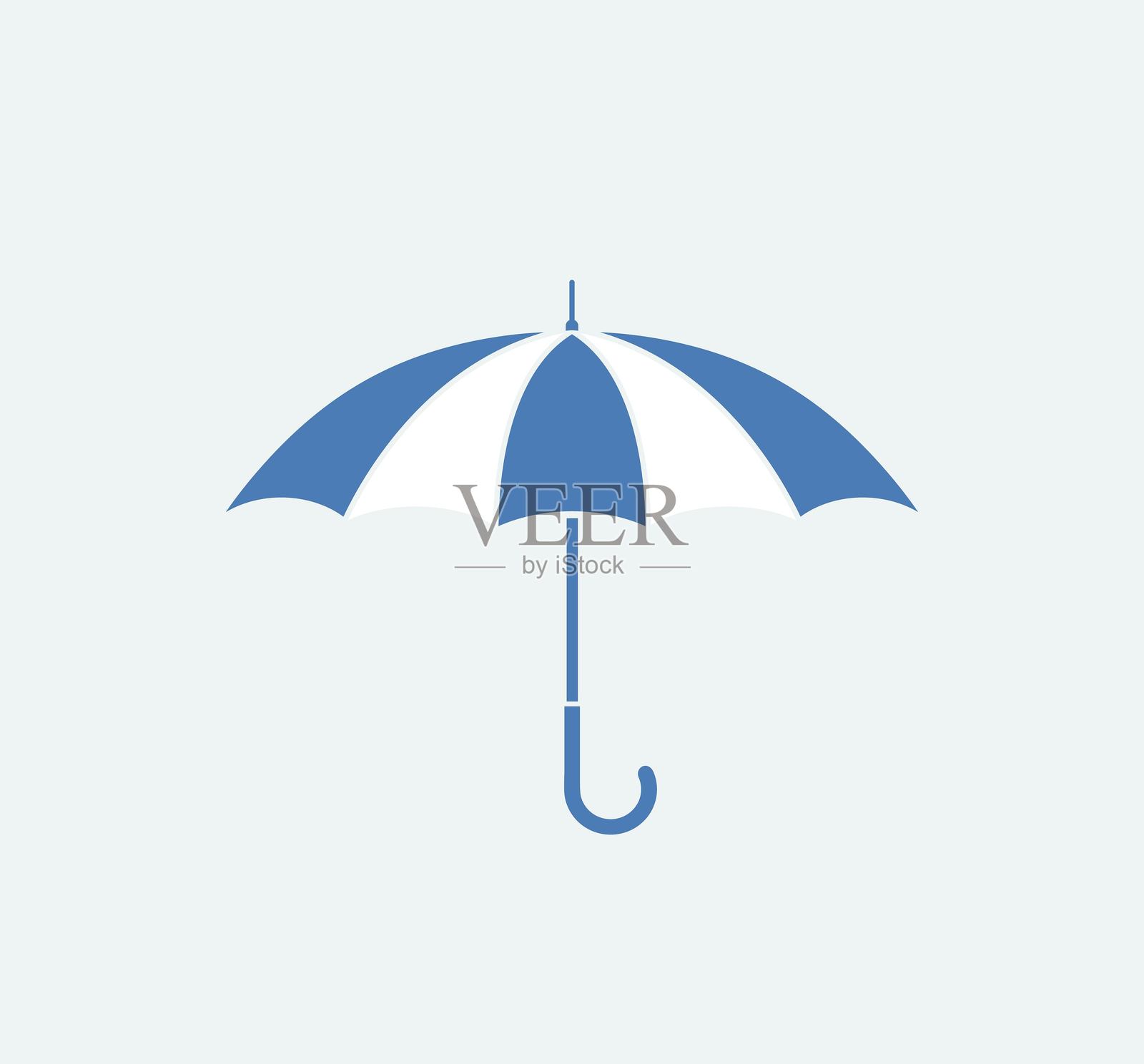 伞的标志。孤立的伞在白色的背景插画图片素材