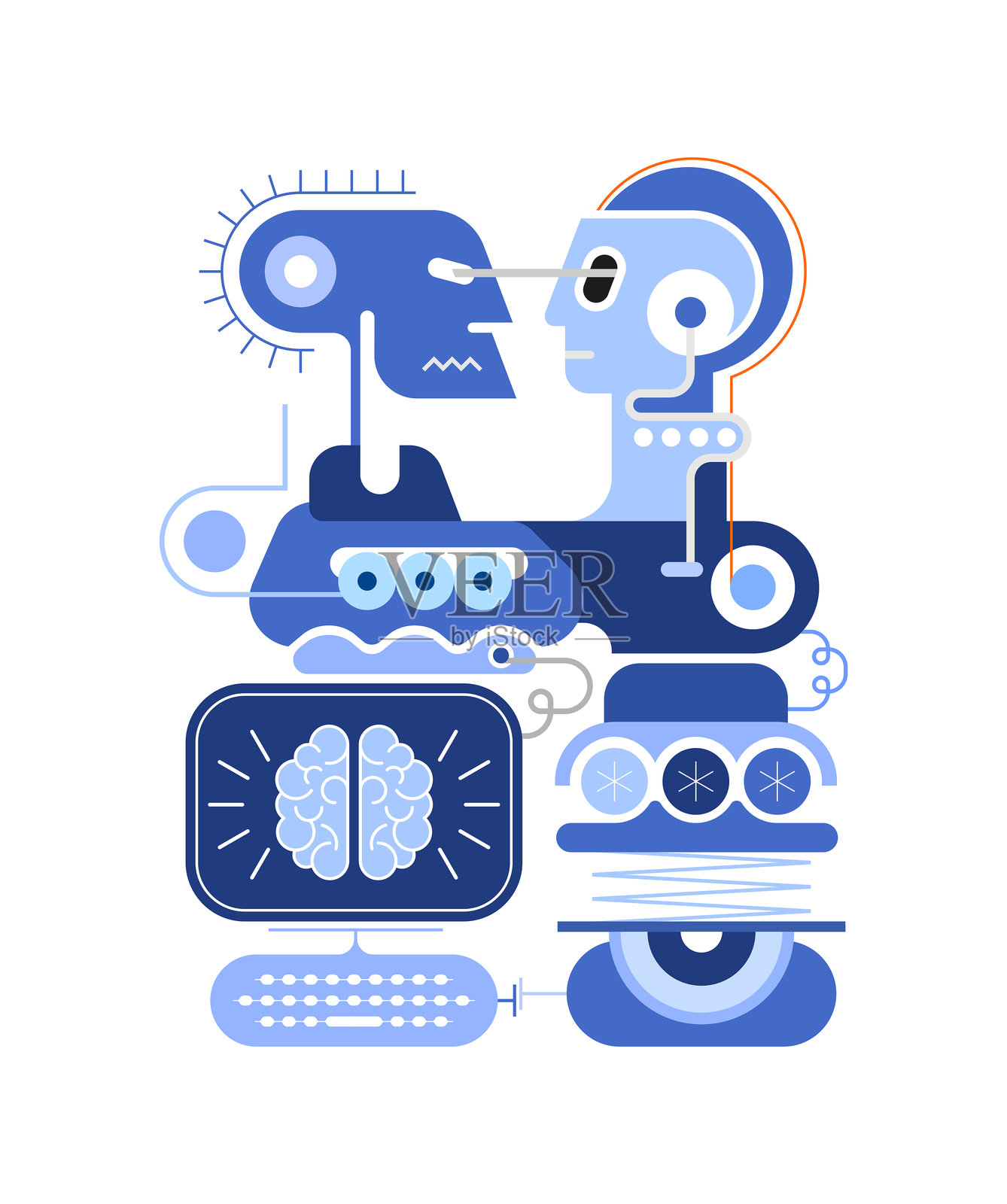 对抗神经网络矢量设计插画图片素材