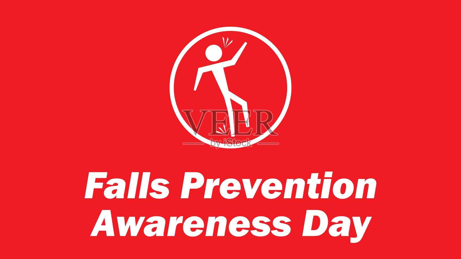 瀑布预防意识日矢量横幅设计与几何形状和水平背景上的鲜艳色彩。插画图片素材