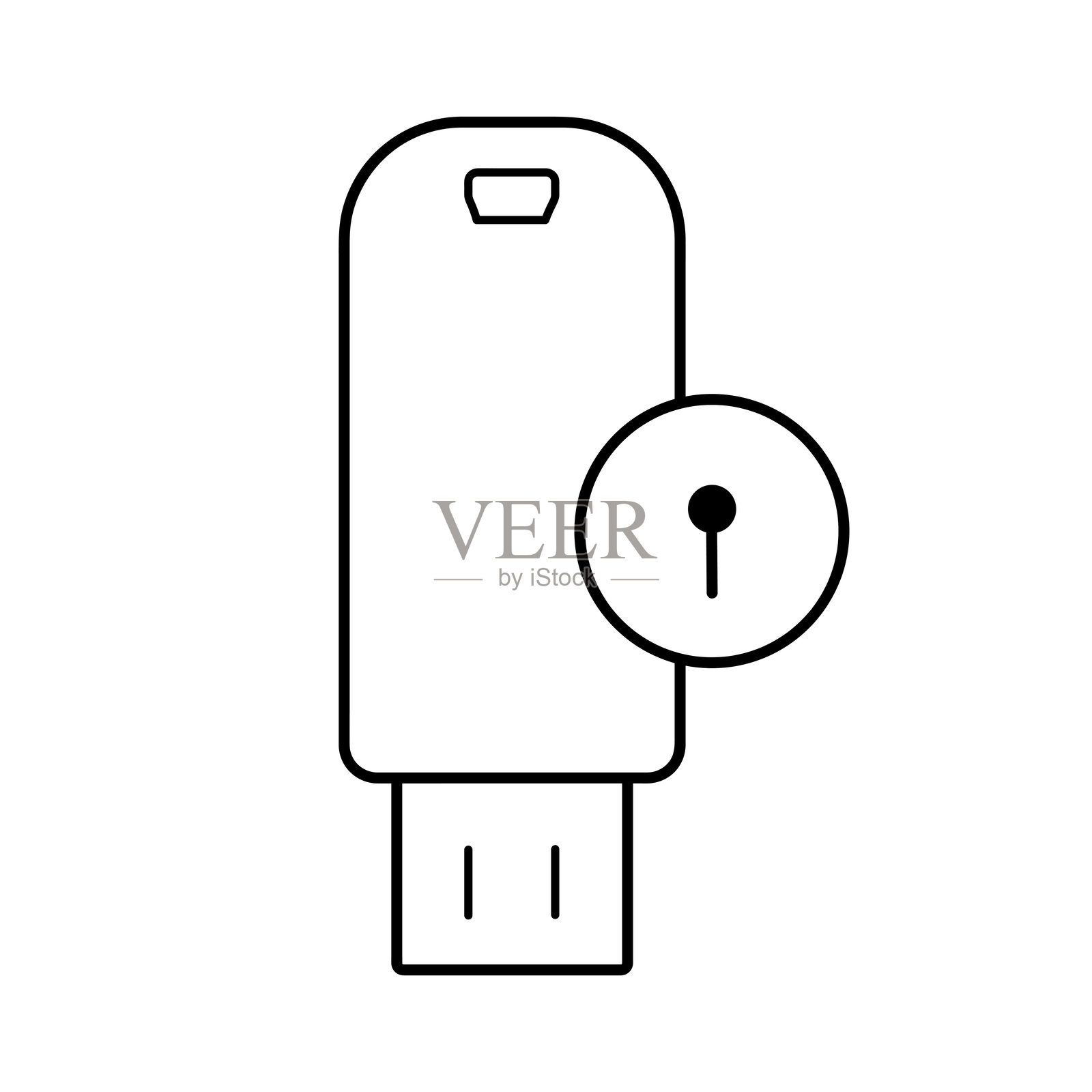 锁定USB内存矢量图标符号图形隔离标志网页图标设计插画图片素材