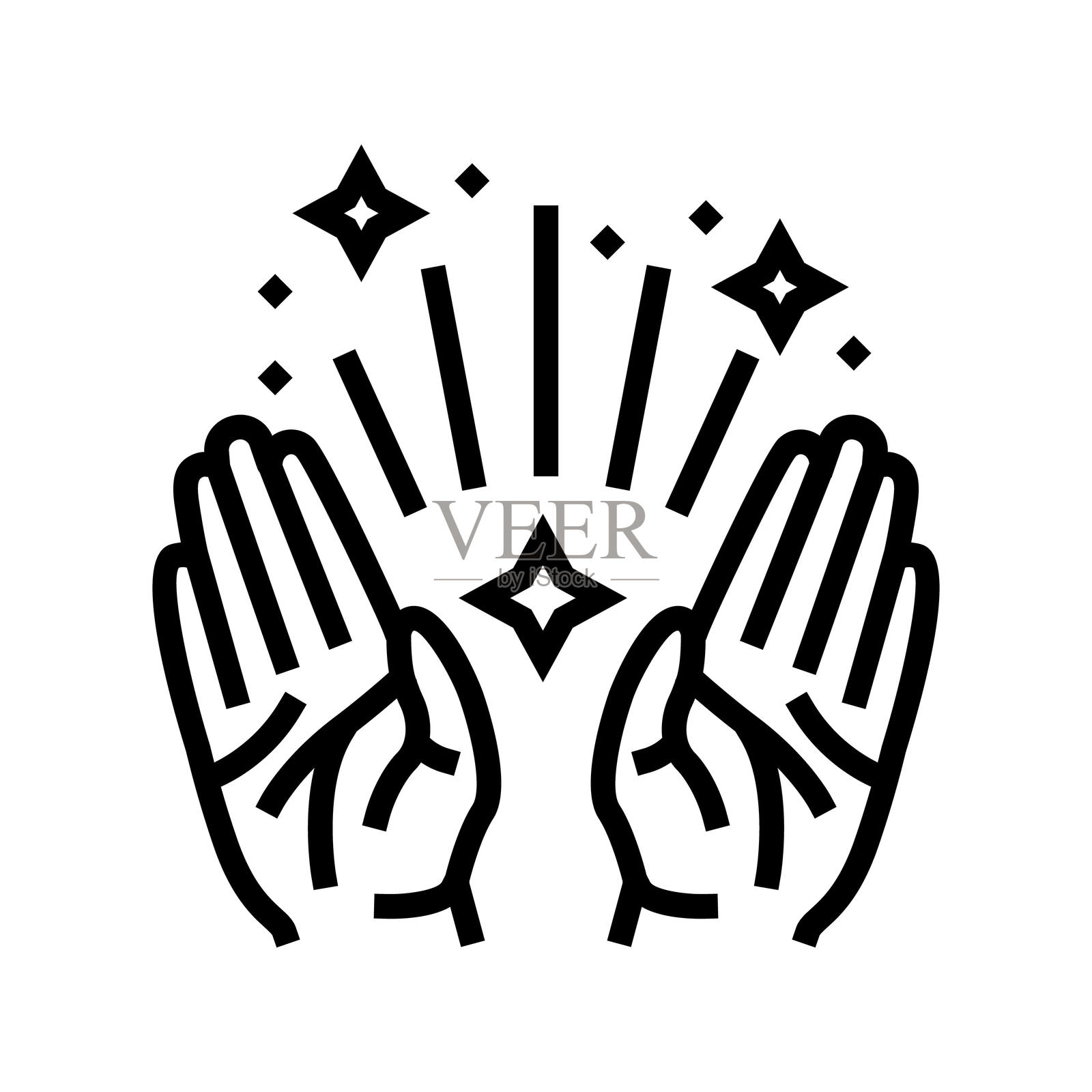 愈合的手针灸线图标矢量插图插画图片素材