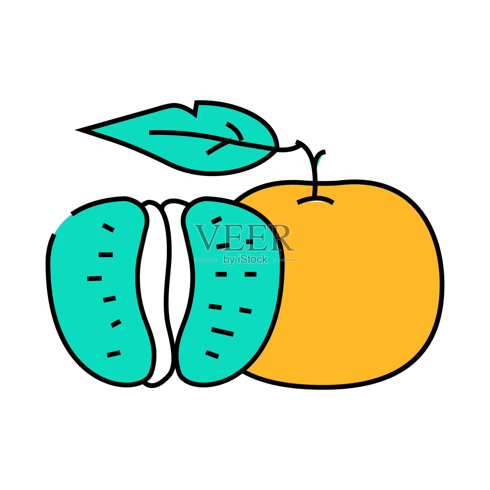 切橘叶图标彩色插图插画图片素材