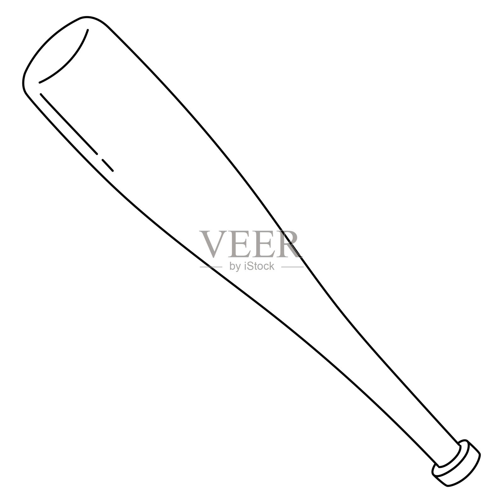 棒球棒隔离儿童着色页插画图片素材