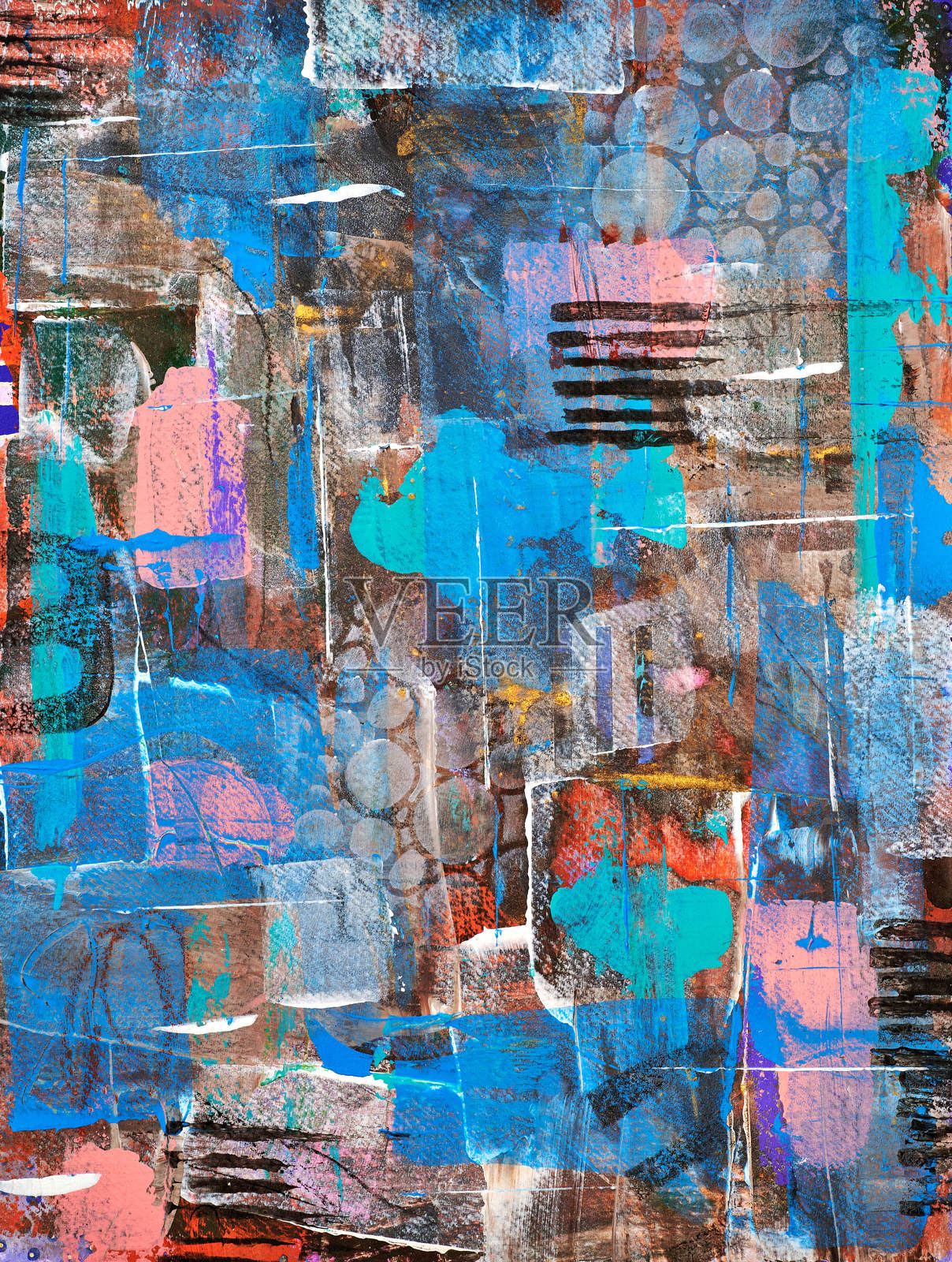 抽象的背景,从涂抹丙烯酸油漆。混合多种颜色的油画颜料。变形的安排。抽象的现代版画。装饰艺术。海报。插画图片素材