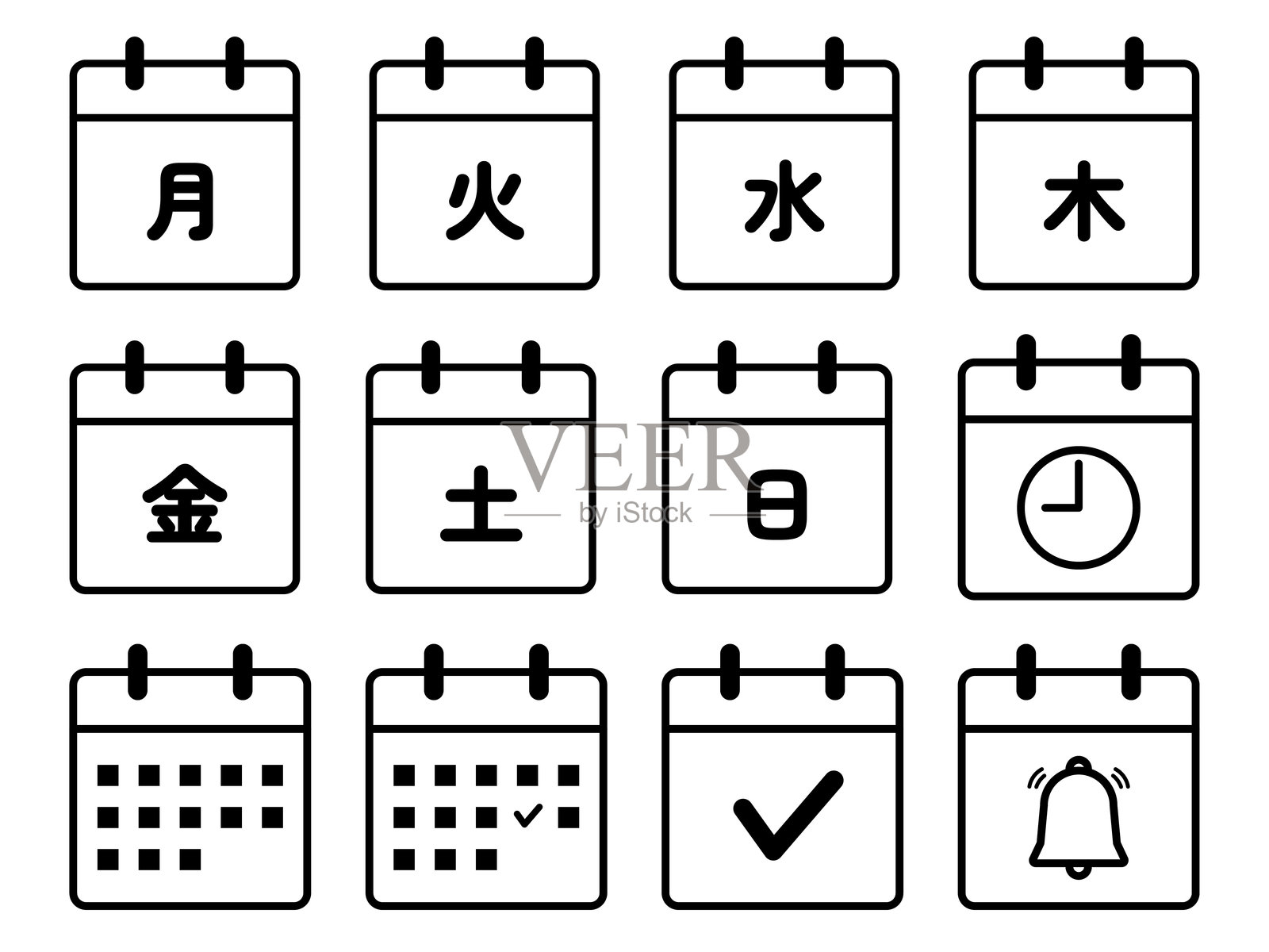 日历图标设置为星期几,线宽可以校正插画图片素材