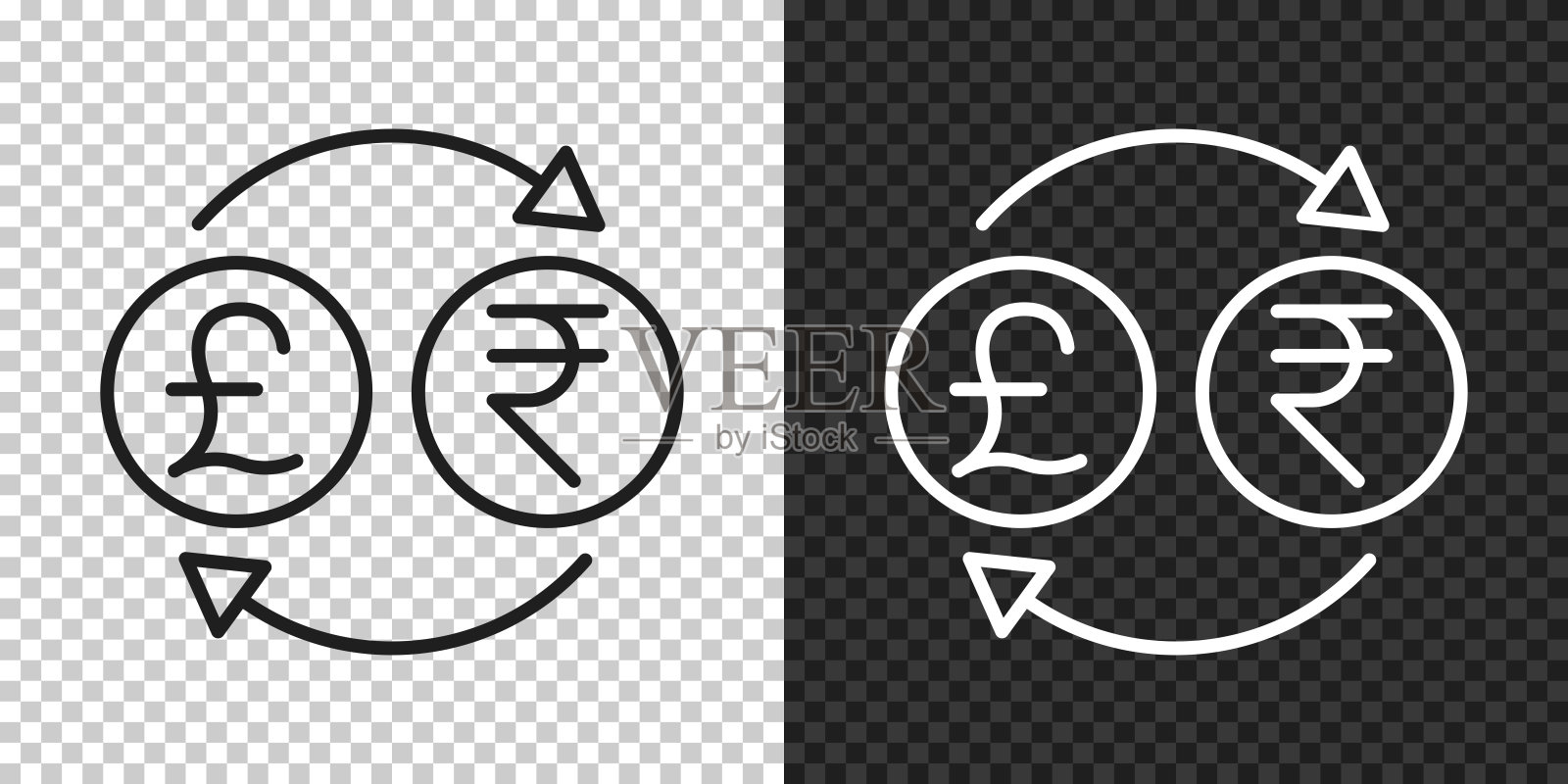 货币兑换-英镑印度卢比。空白背景上的设计图标插画图片素材