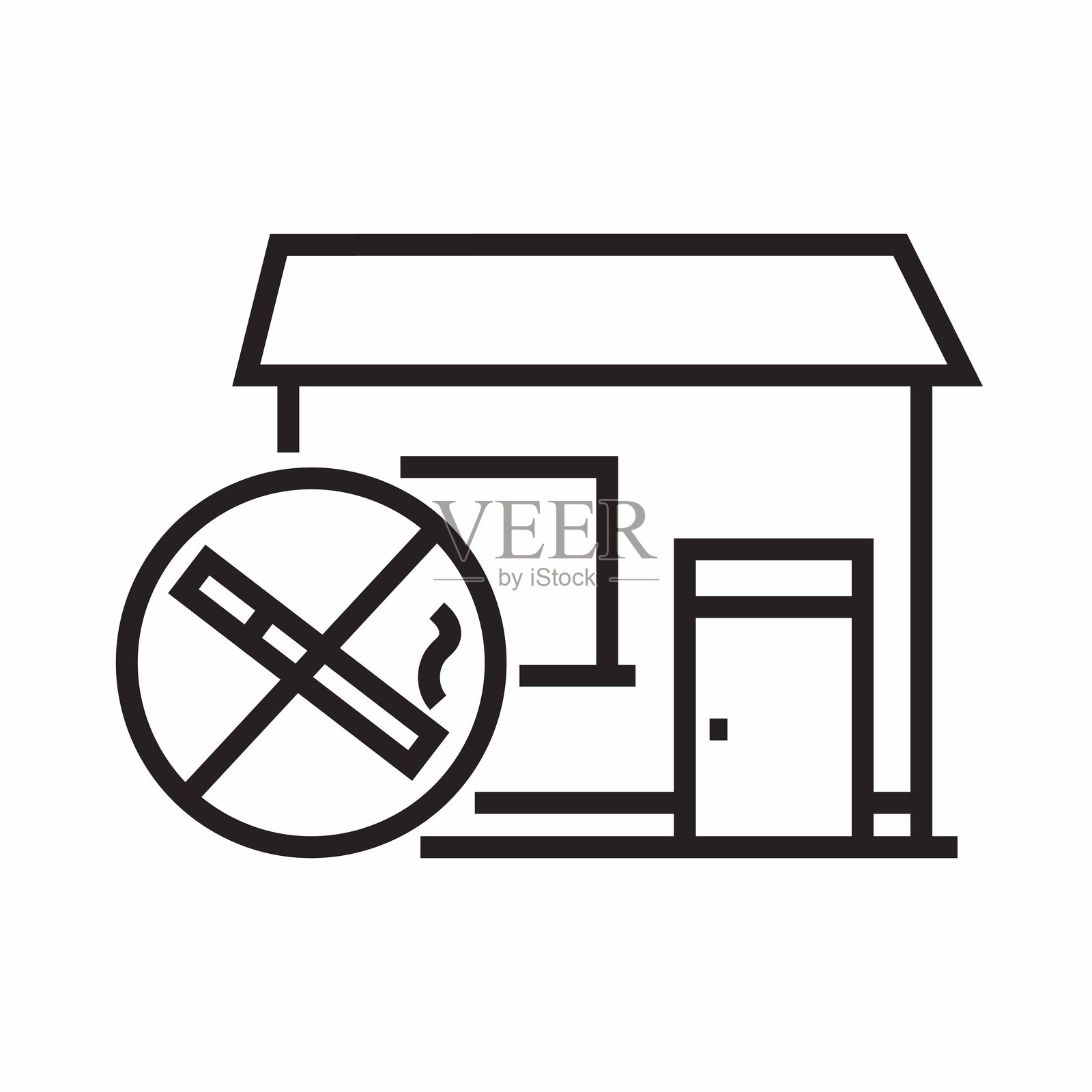 吸烟概念,线条风格矢量插图。插画图片素材