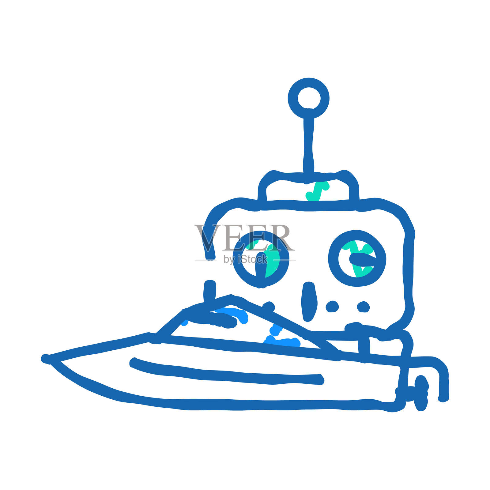 遥控赛艇图标涂鸦插画插画图片素材