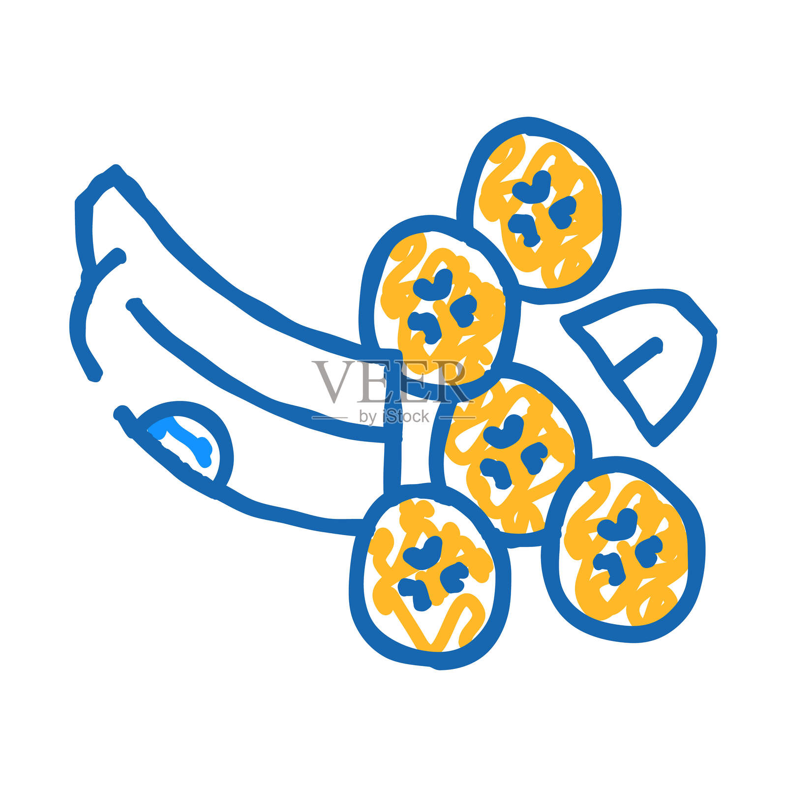 香蕉片整个图标涂鸦插图插画图片素材