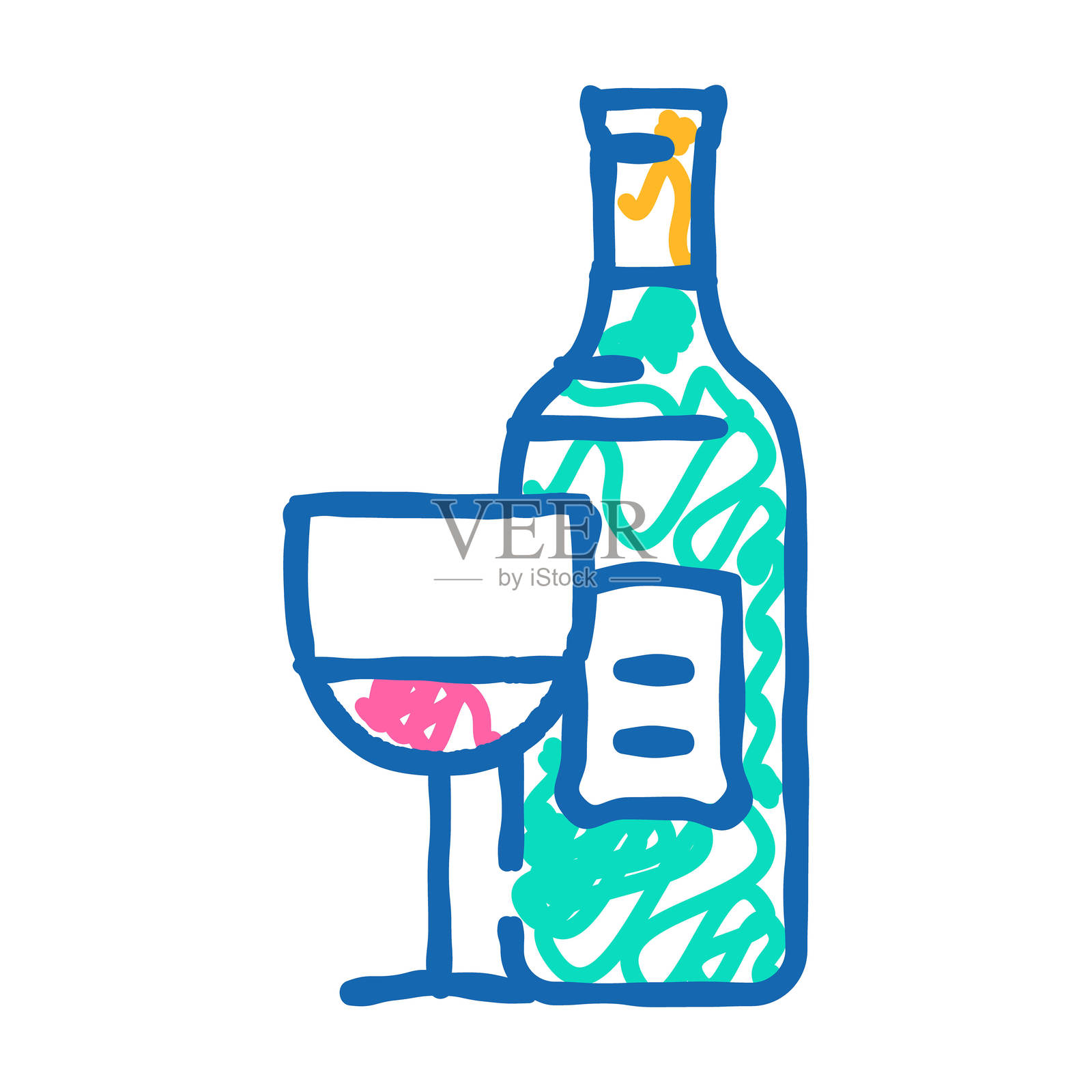 仙粉黛红酒图标涂鸦插画插画图片素材