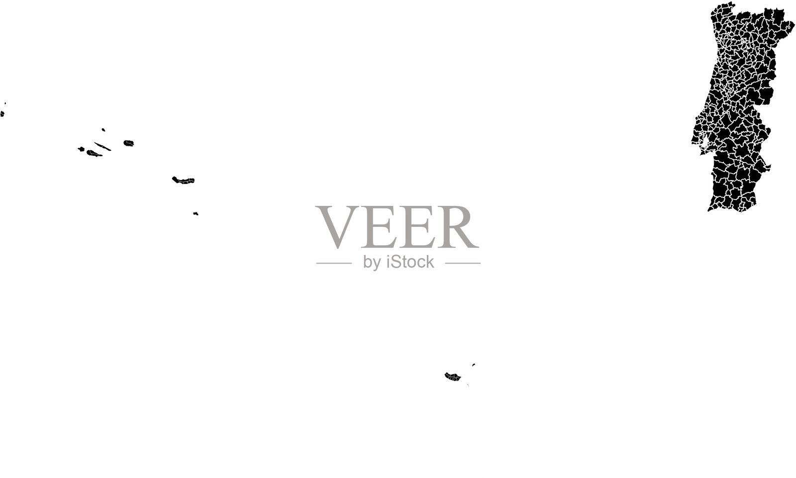 葡萄牙地图及其行政区划和地区插画图片素材