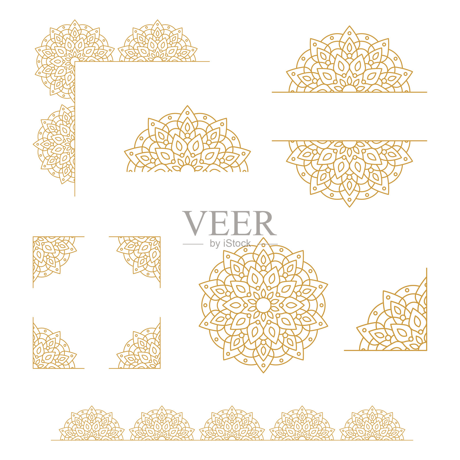 曼陀罗线条设计元素集合插画图片素材