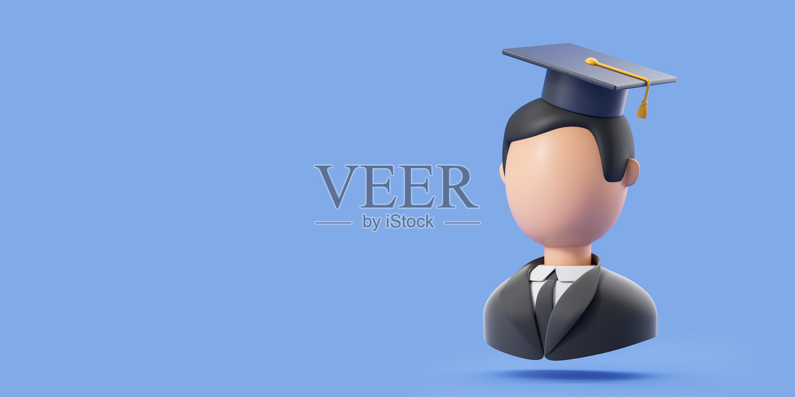 戴毕业帽的卡通男人,教育学位,留白照片摄影图片