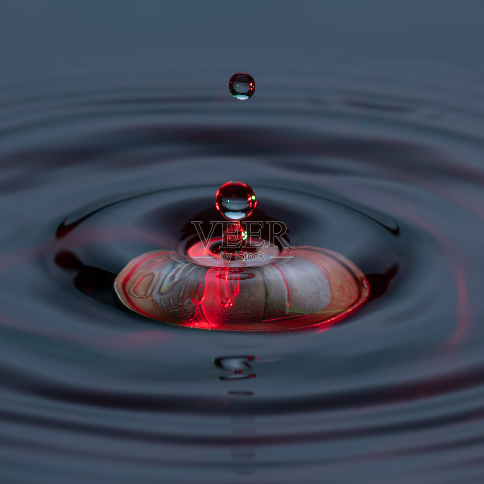 水滴溅落在欧元硬币上的特写镜头照片摄影图片