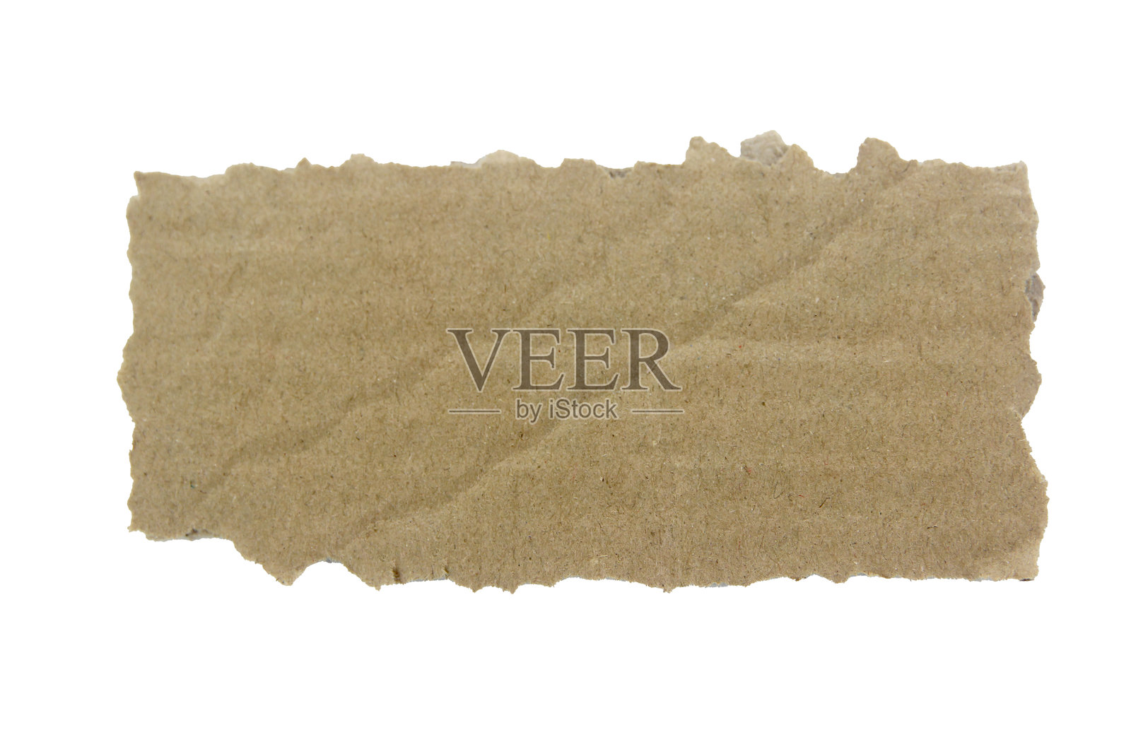 棕色撕裂纸边缘的纸板纹理,孤立在白色背景上,带有抠图路径。照片摄影图片
