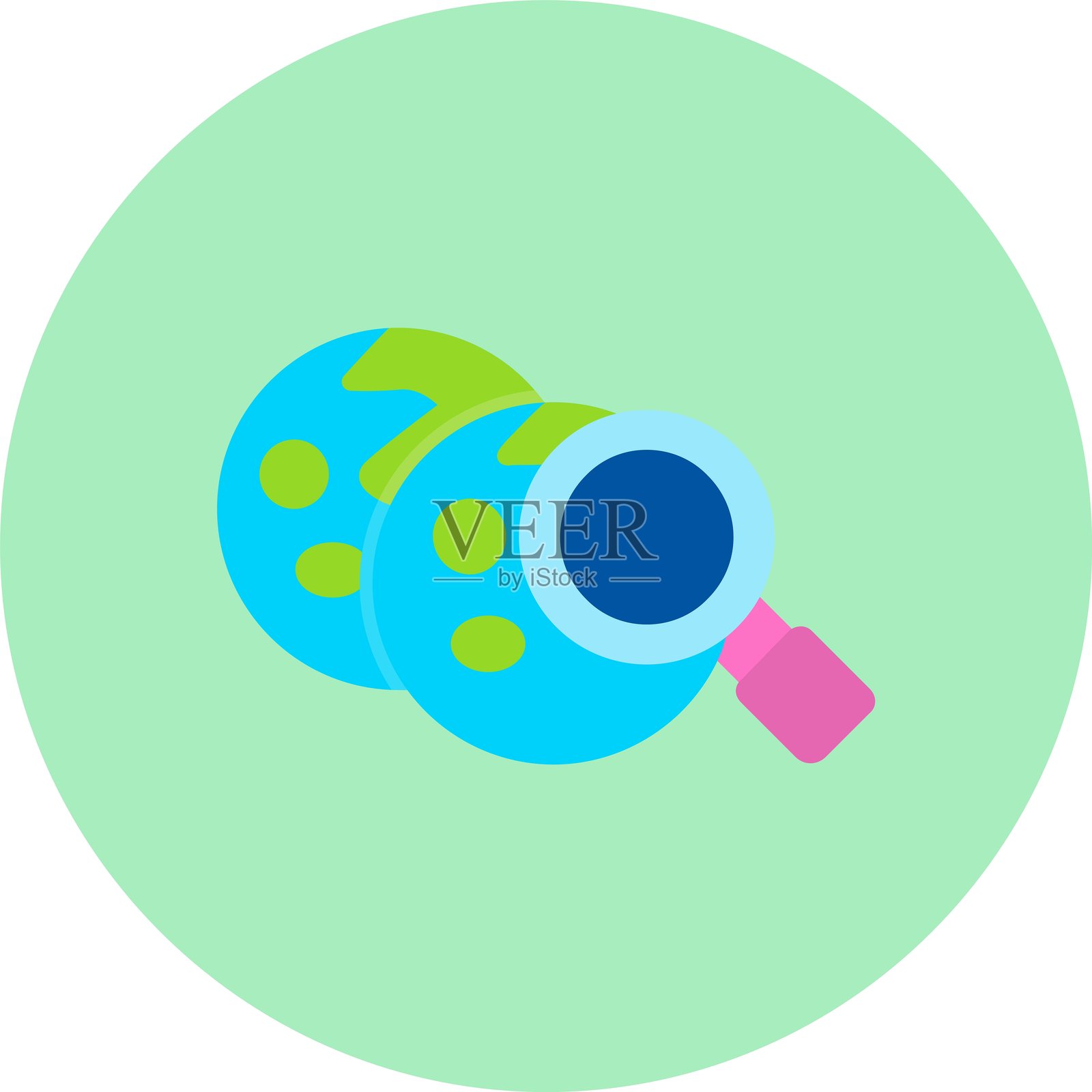 全球研究扁平圆形图标插画图片素材