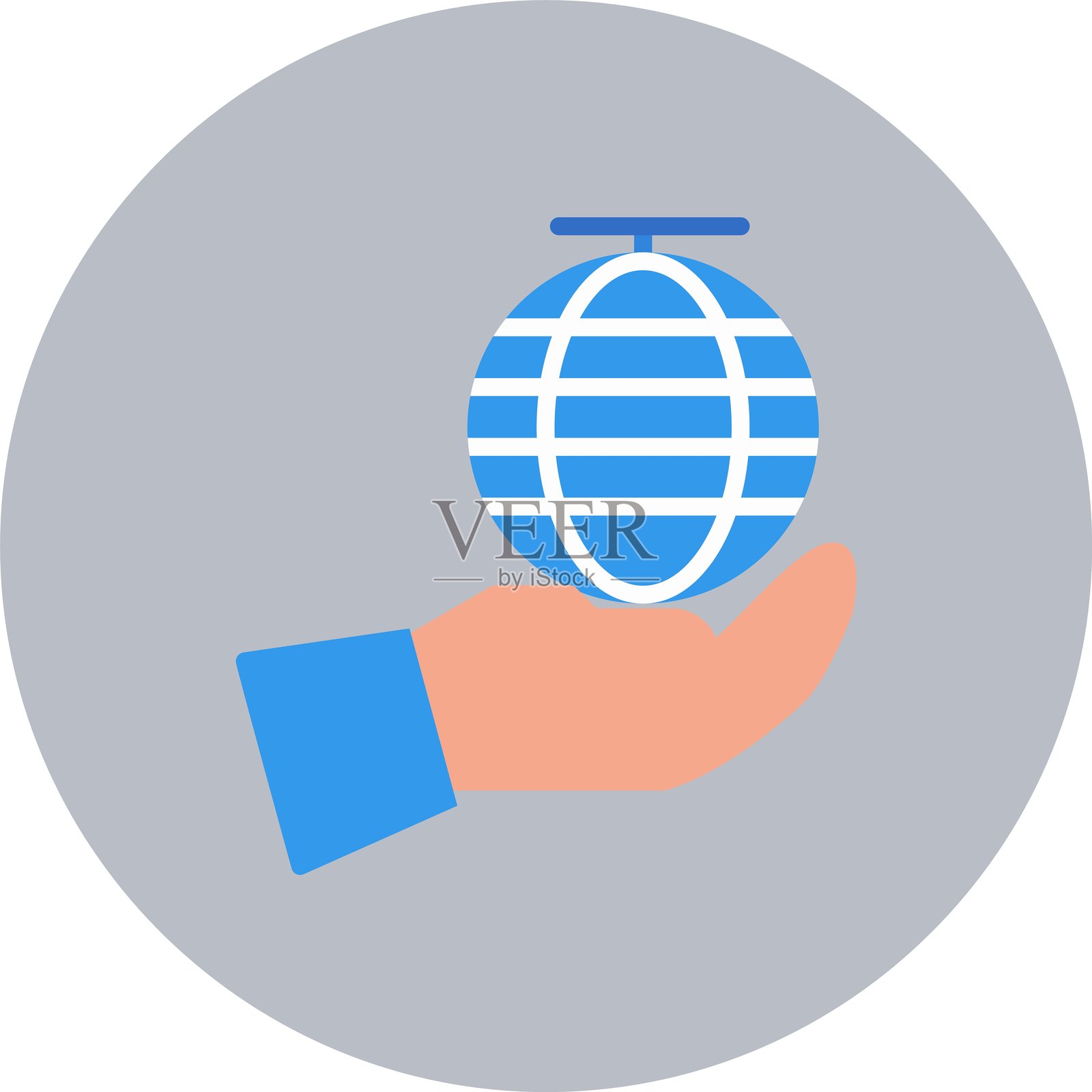 手中的地球扁平圆形图标插画图片素材