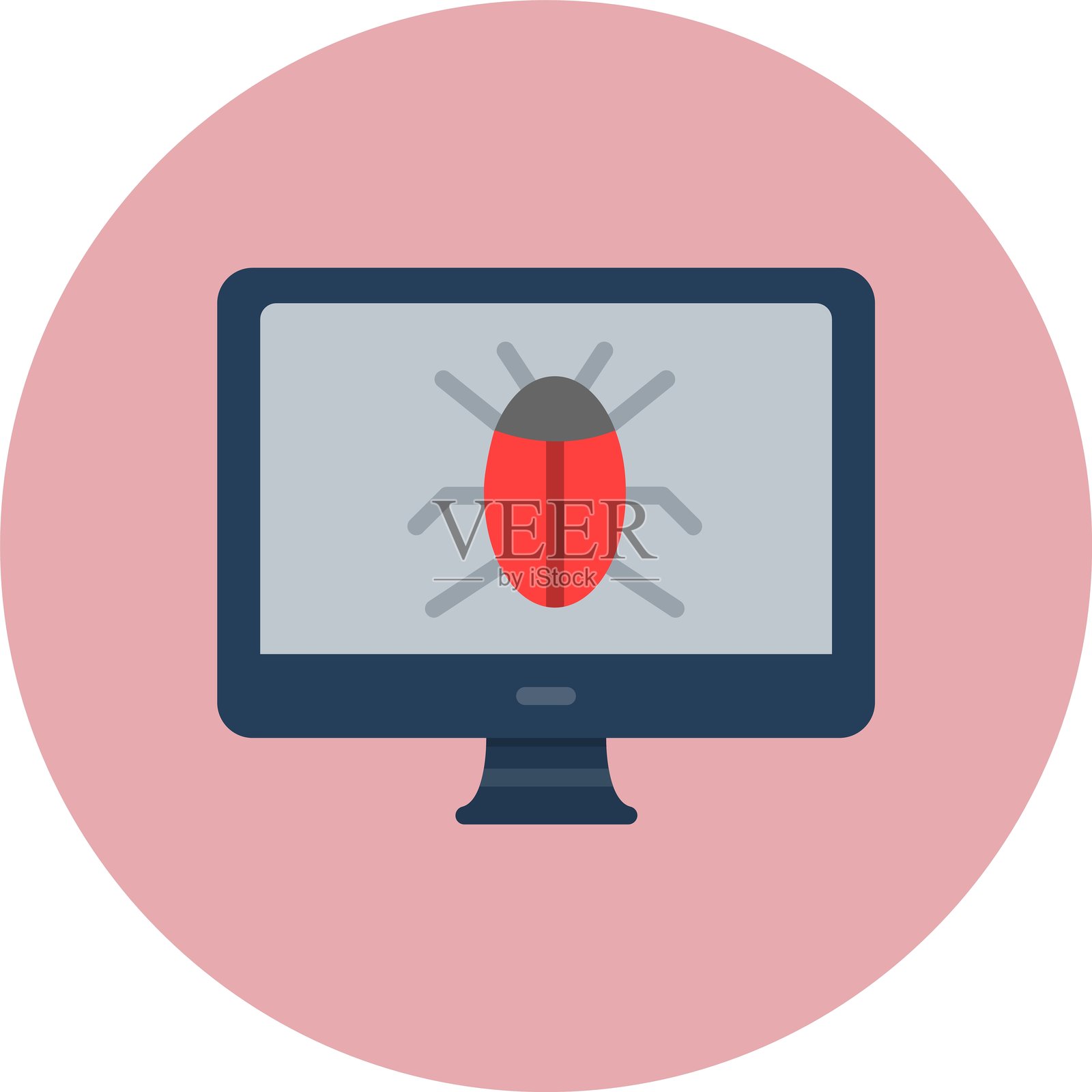 病毒扁平圆形图标插画图片素材