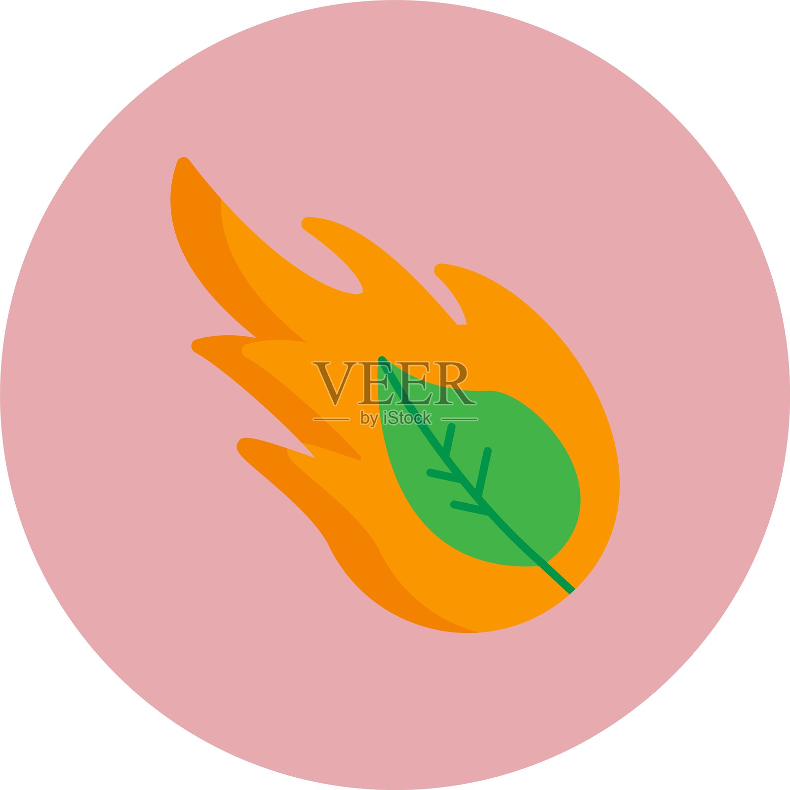 森林火灾扁平圆形图标插画图片素材