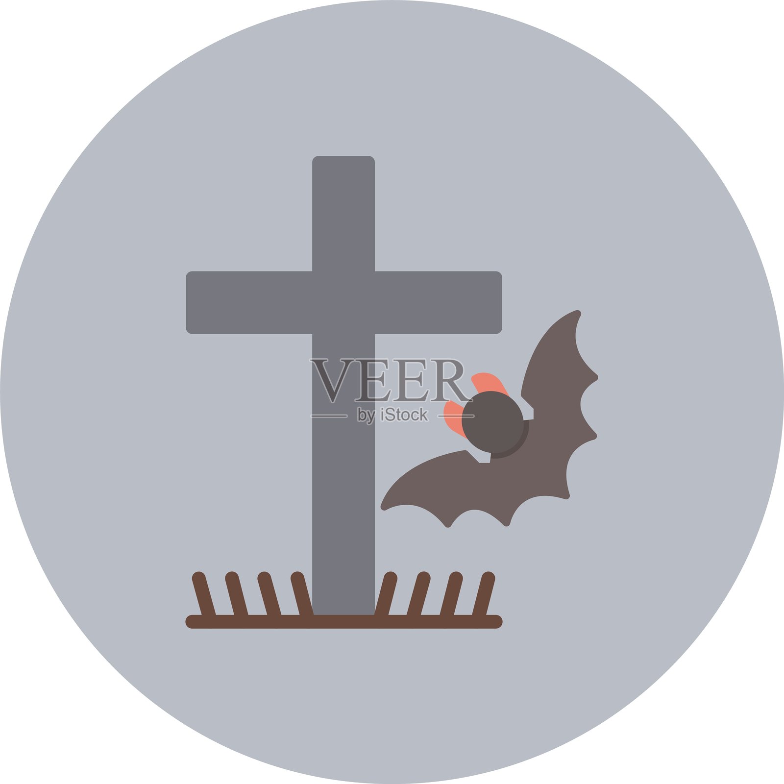 墓地扁平圆形图标插画图片素材