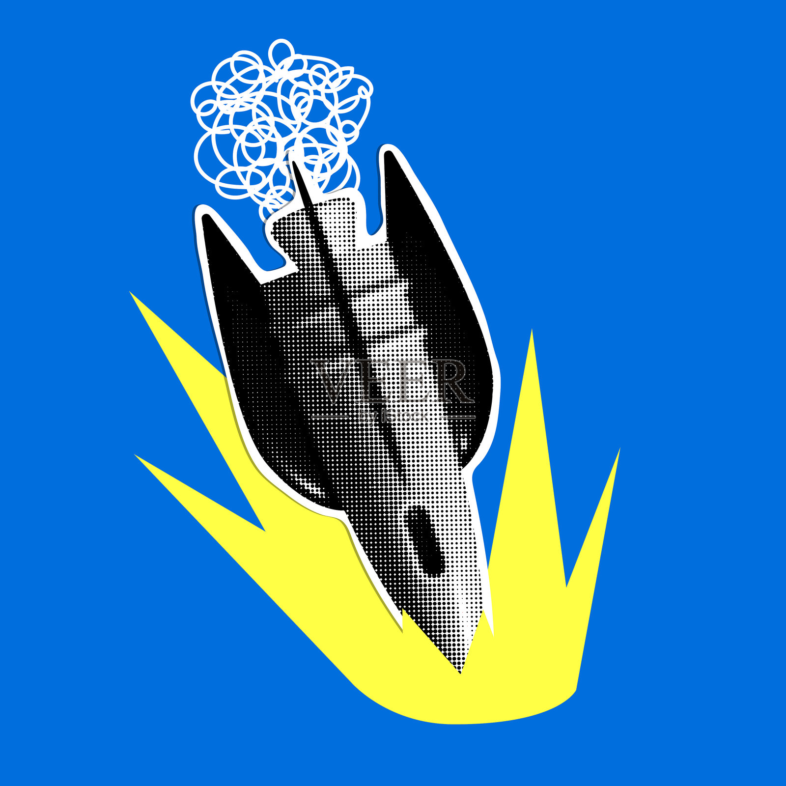 创业失败:火箭坠毁插画图片素材