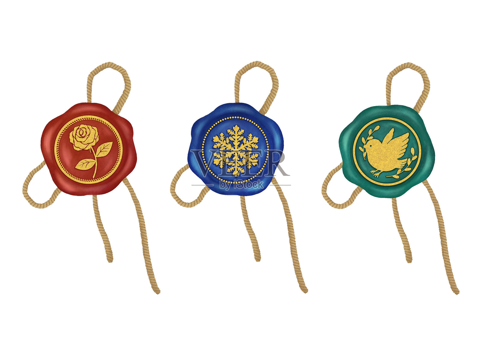 带丝带的蜡封插画插画图片素材