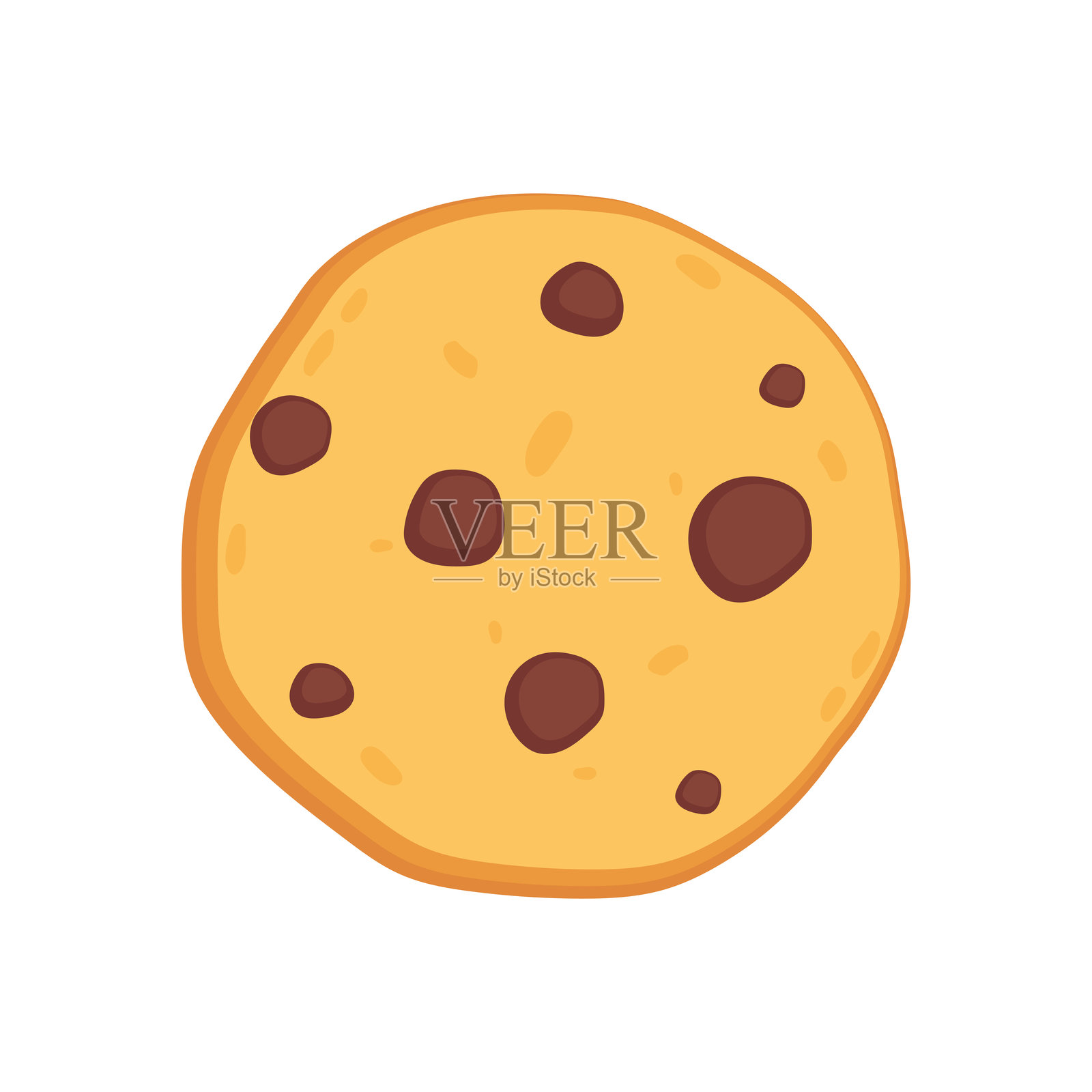 饼干logo设计。白色背景上的饼干矢量图。巧克力碎片饼干。插画图片素材