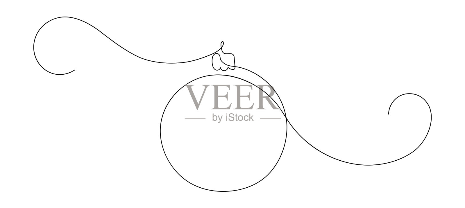 圣诞球。连续线条绘画。插画图片素材