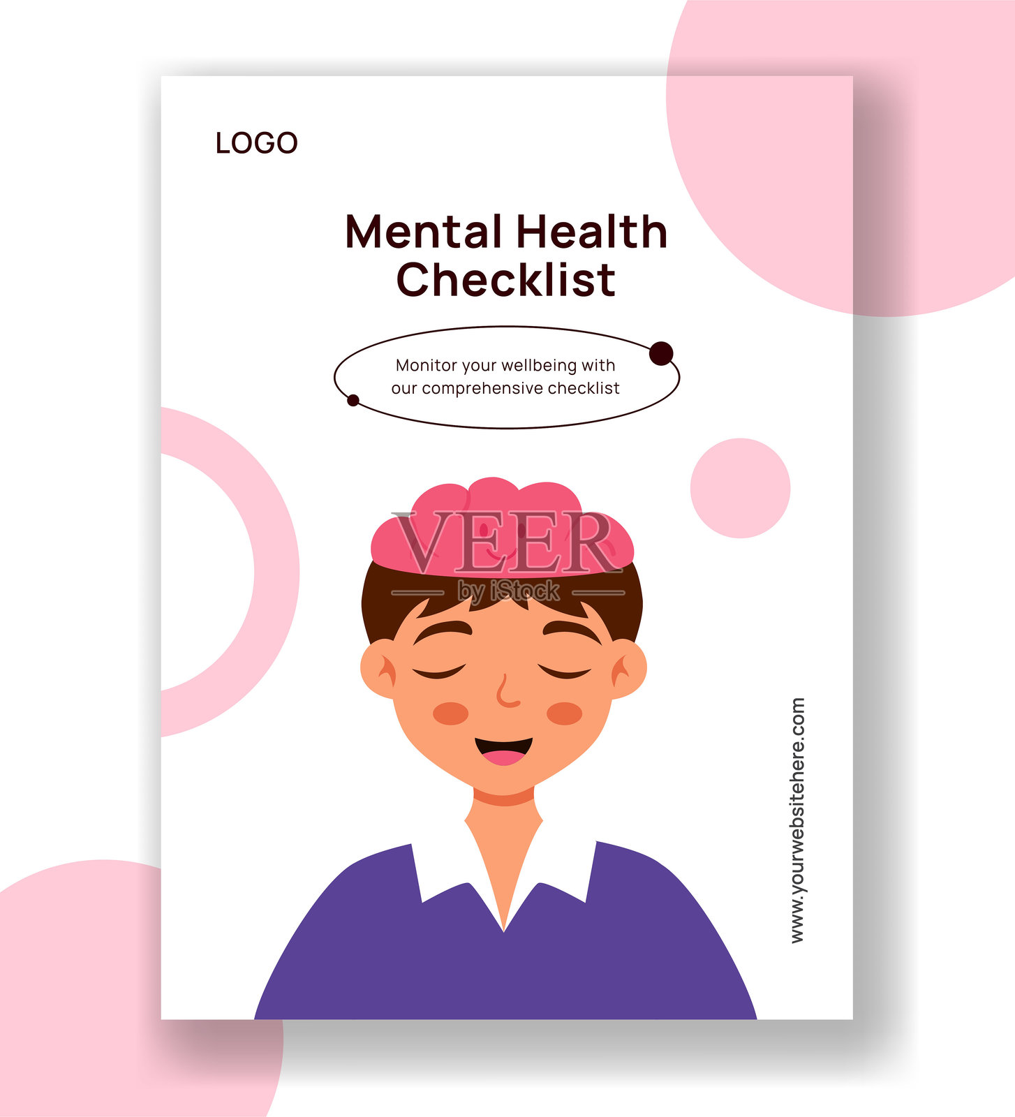 世界精神卫生日竖版海报扁平卡通手绘模板背景插画插画图片素材