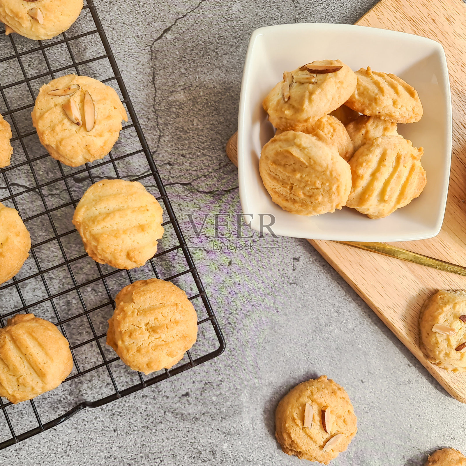 黄油饼干。照片摄影图片