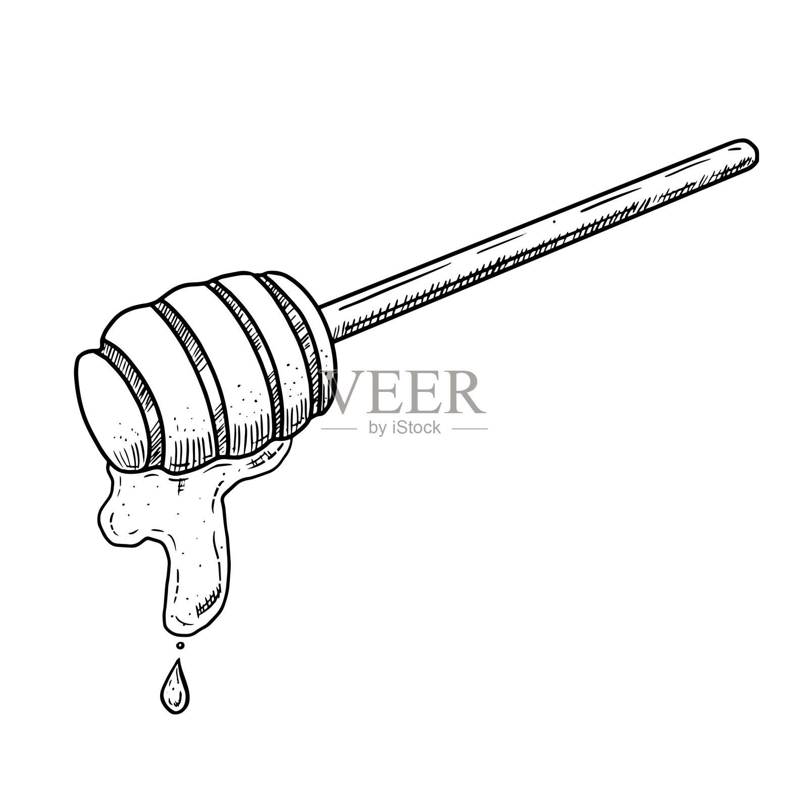 手绘蜂蜜勺。矢量插图插画图片素材