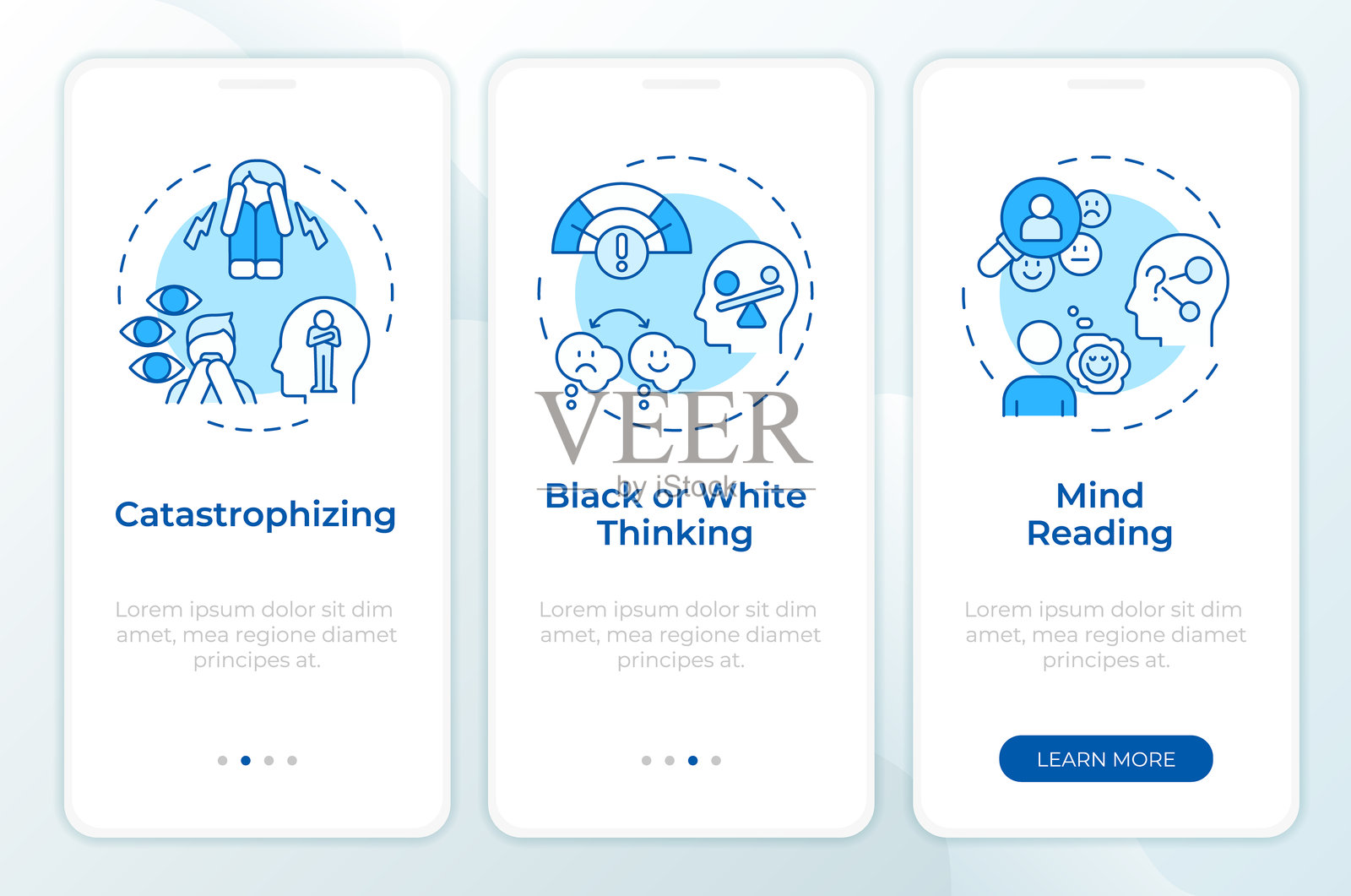 认知扭曲蓝色入职手机应用屏幕插画图片素材