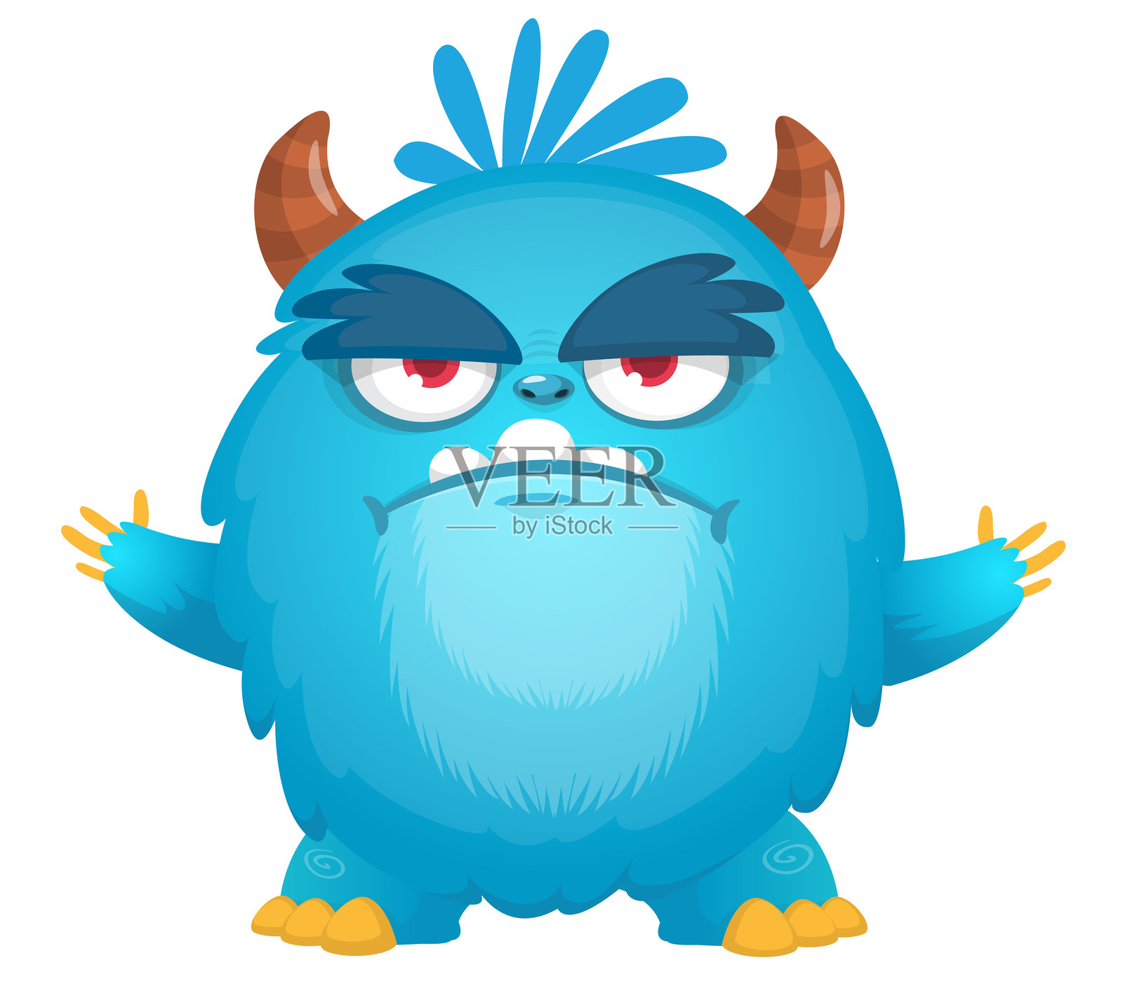 愤怒的卡通怪兽。万圣节的矢量插图插画图片素材