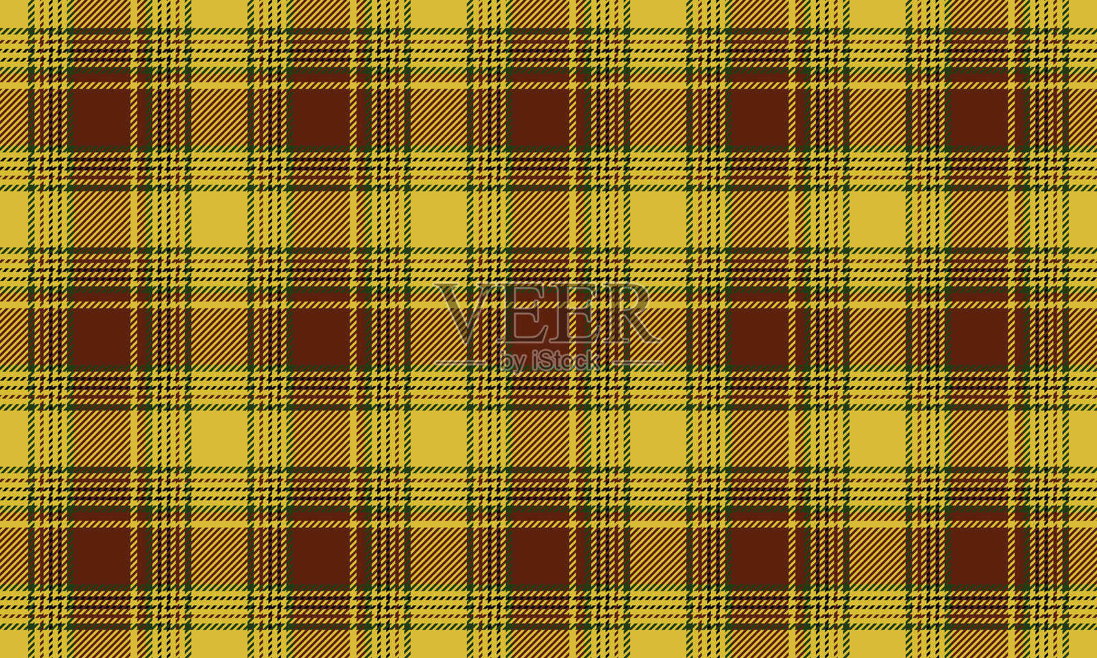 黄、棕、绿格子布料图案,适用于无缝纺织品和设计服装、裙子、裤子、围裙、桌布、毯子或装饰。矢量插图。插画图片素材