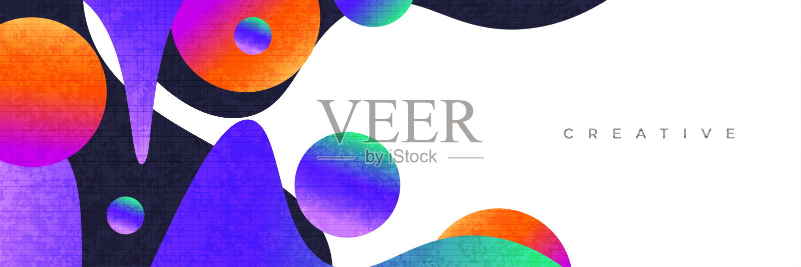 色彩渐变形状和纹理效果的抽象背景。生动且富有创意的封面或横幅设计模板插画图片素材