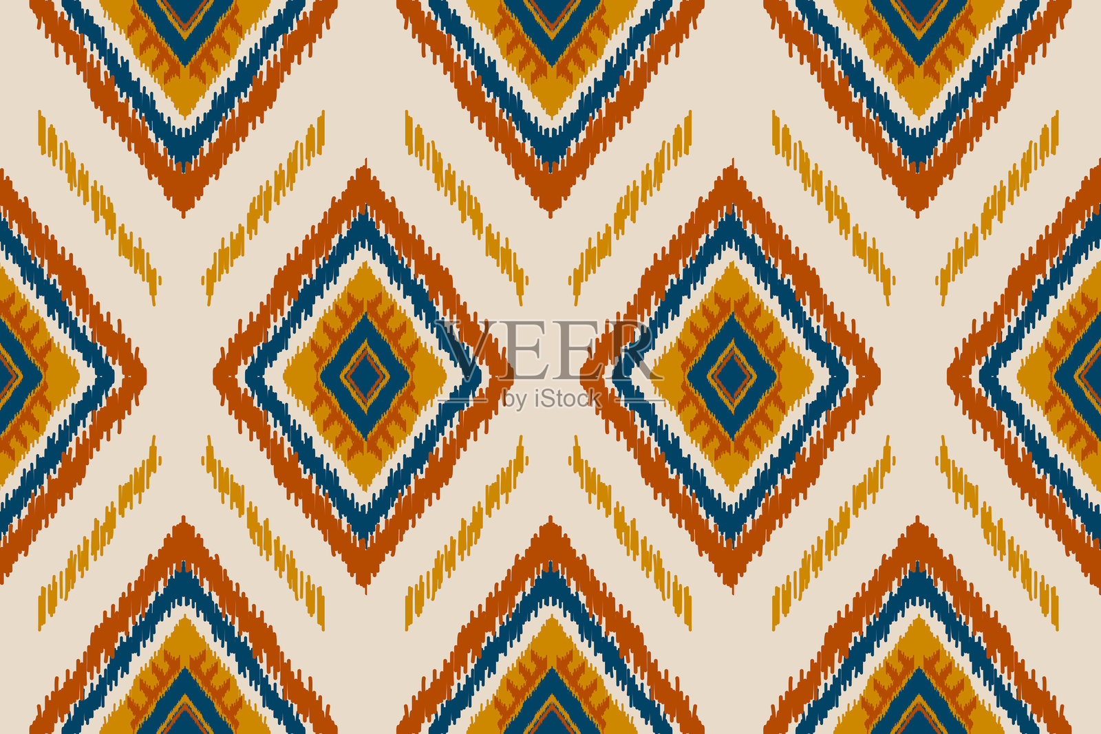 印度风格面料。部落风格的伊卡特无缝图案。插画图片素材