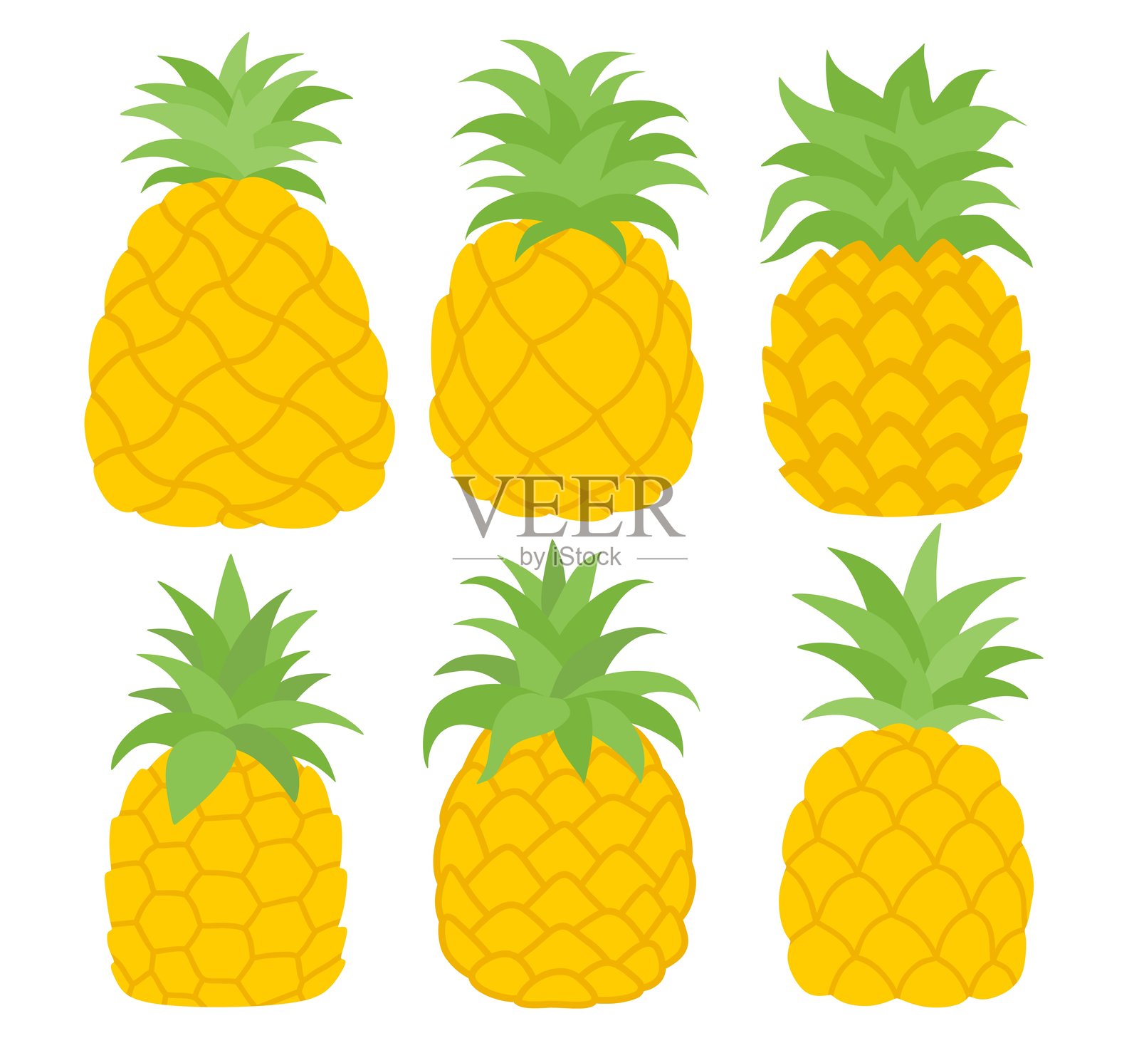 菠萝水果矢量图集插画图片素材