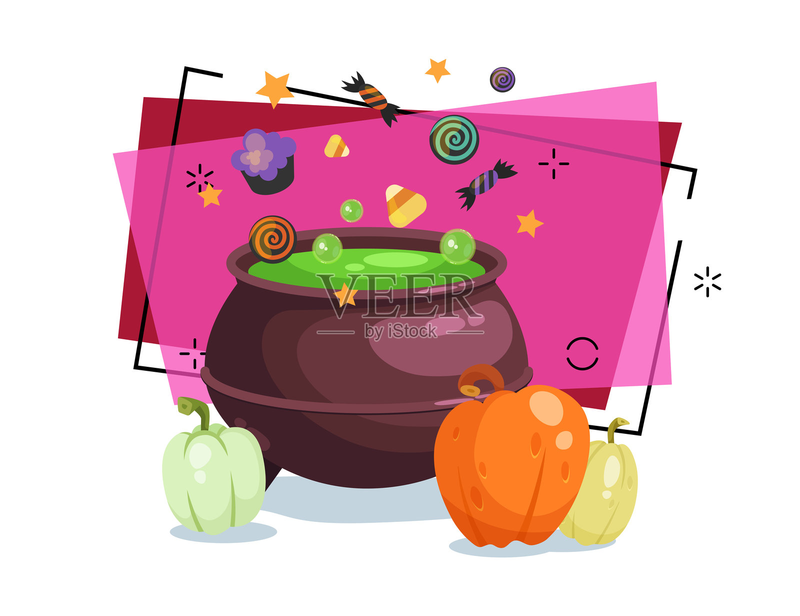 巨大的锅炉与沸腾的药水矢量插图插画图片素材